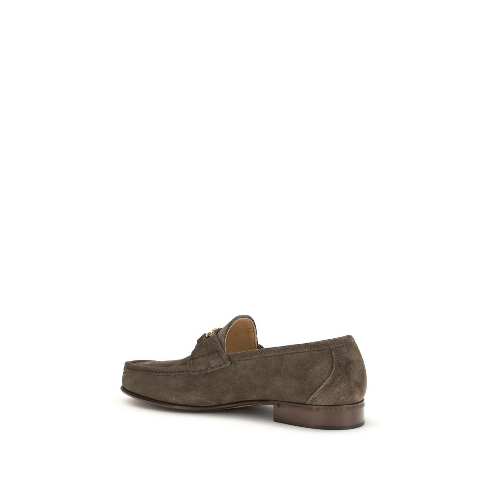 Valentino Garavani Brown Calf Leather Bos Taurus Slip-On Men's Loafers