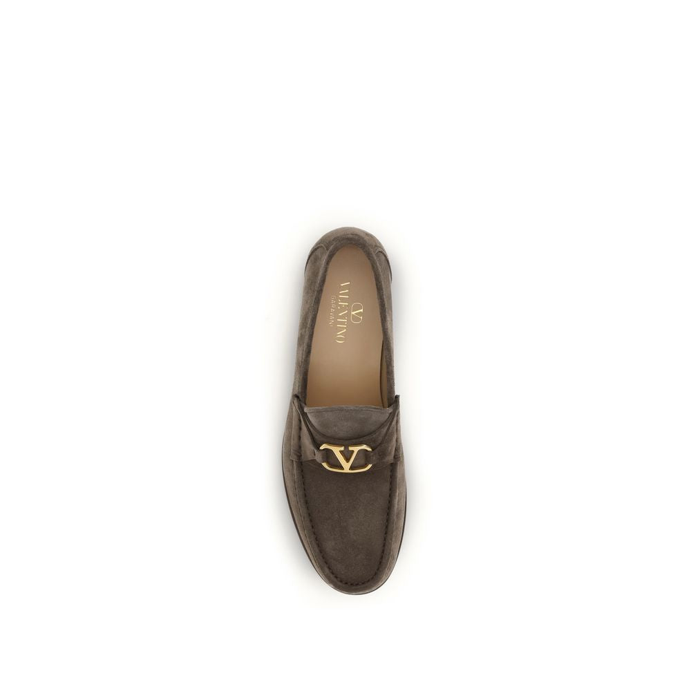 Valentino Garavani Brown Calf Leather Bos Taurus Slip-On Men's Loafers