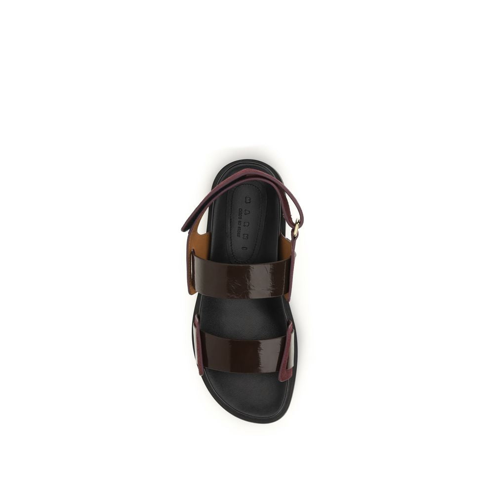 Marni Black Calf Leather Bos Taurus Strap-On Women's Sandals