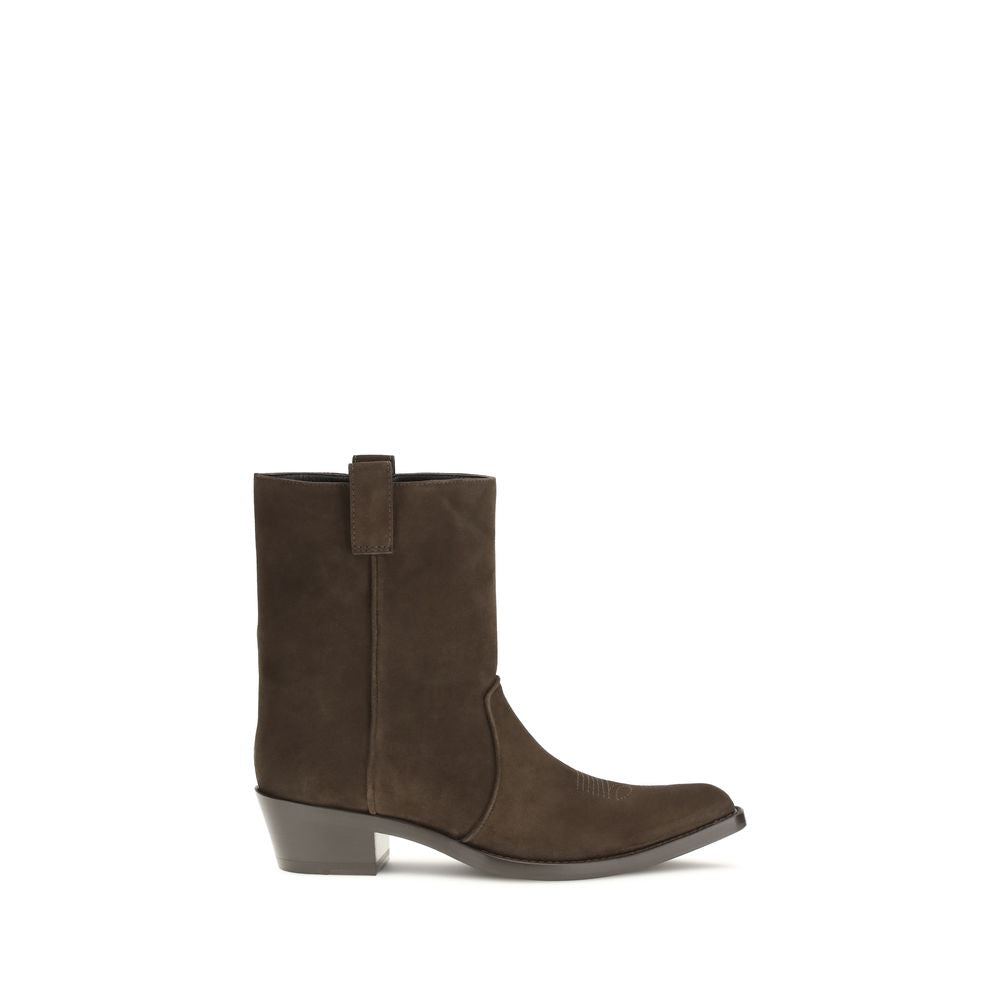 Khaite Brown Calf Leather Bos Taurus Ankle Women's Boots