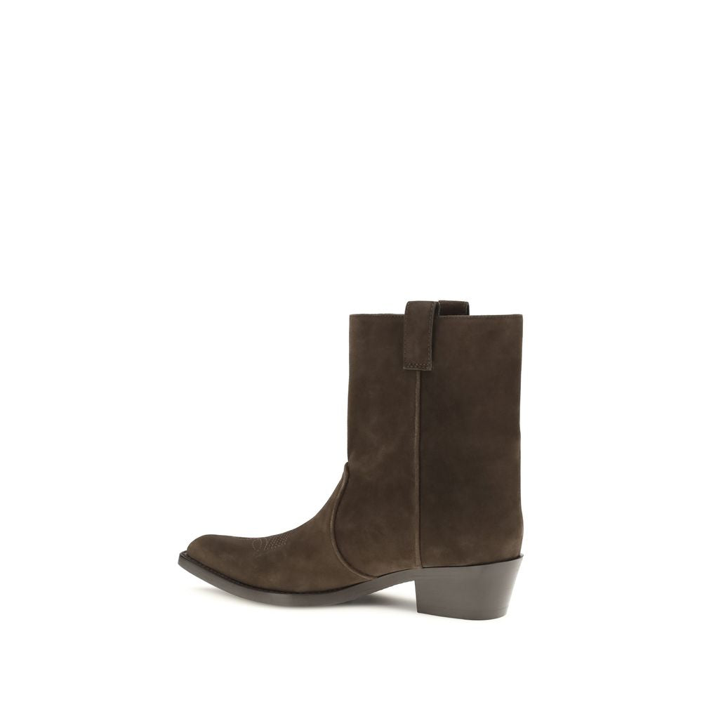 Khaite Brown Calf Leather Bos Taurus Ankle Women's Boots