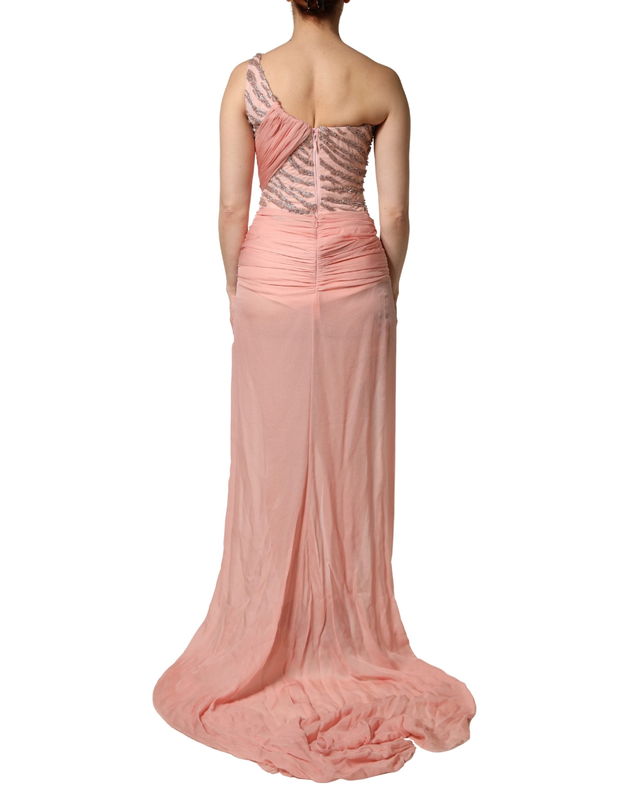 Dolce & Gabbana Pink Embellished One Shoulder Maxi Women's Dress (Pre-Owned)