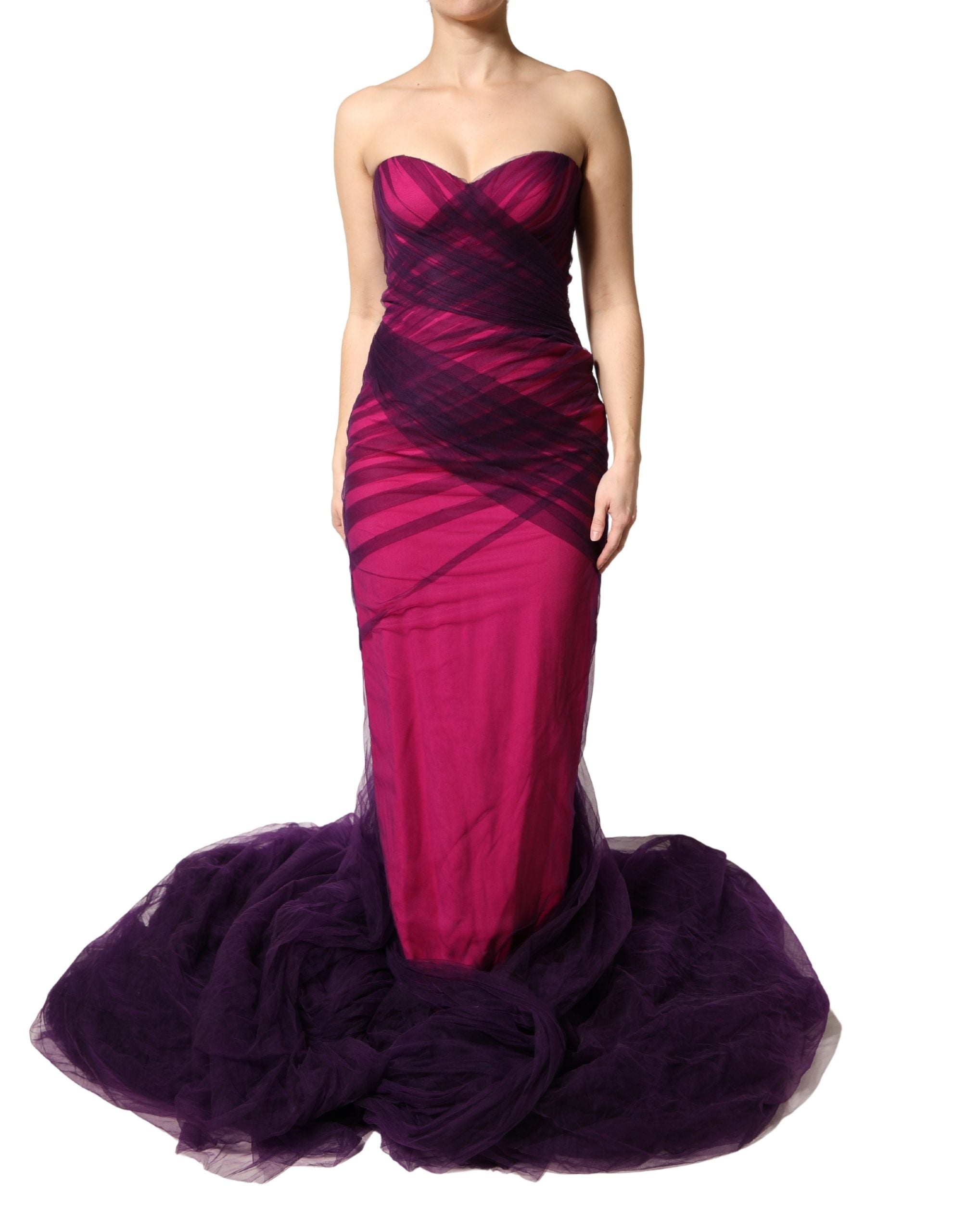 Dolce & Gabbana Pink Black Strapless Sheath Mermaid Women's Dress