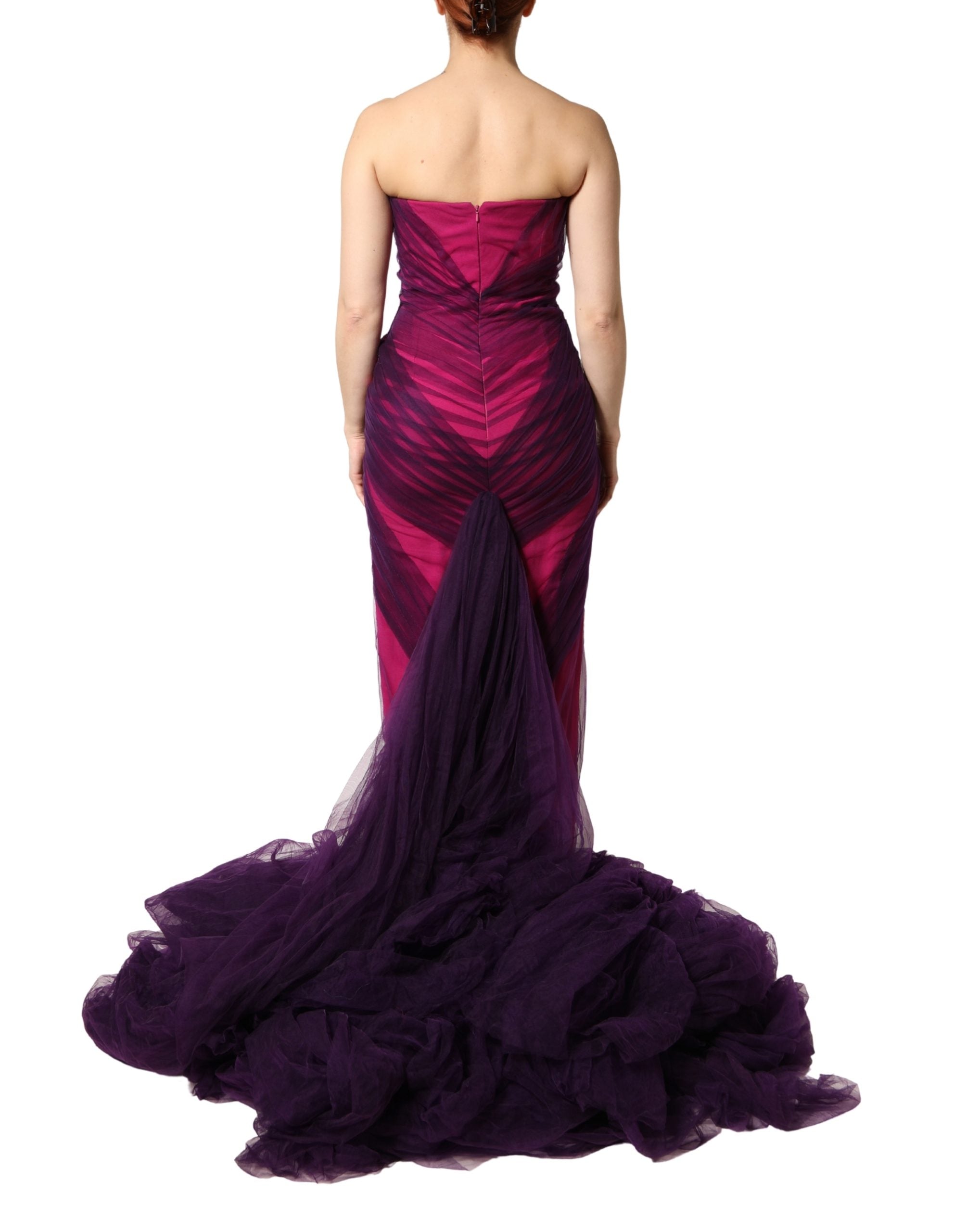 Dolce & Gabbana Pink Black Strapless Sheath Mermaid Women's Dress