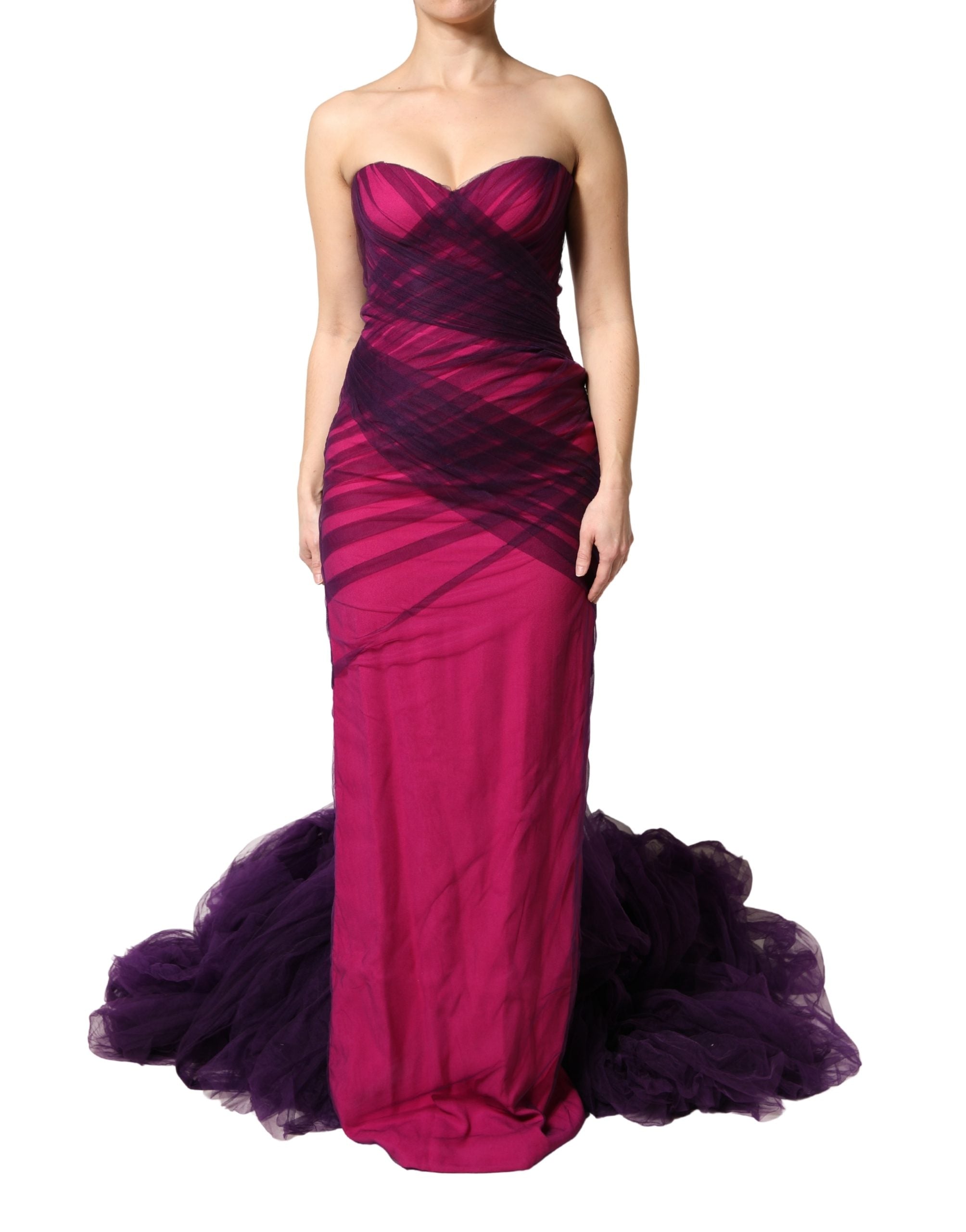 Dolce & Gabbana Pink Black Strapless Sheath Mermaid Women's Dress