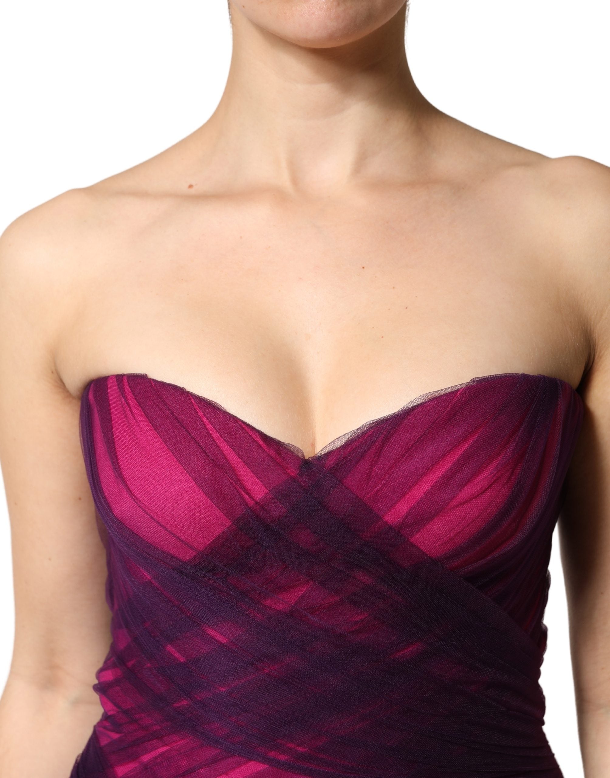 Dolce & Gabbana Pink Black Strapless Sheath Mermaid Women's Dress