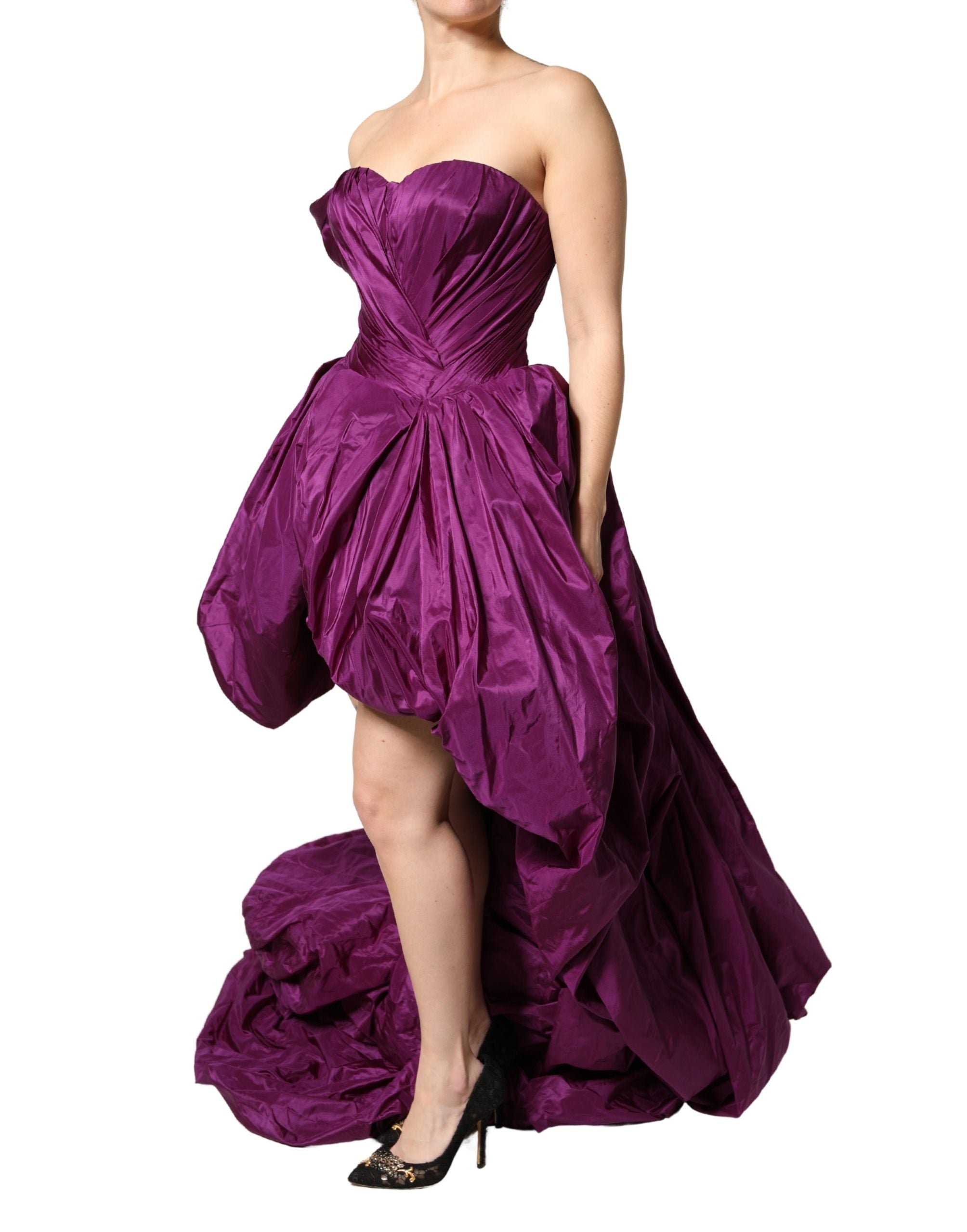 Dolce & Gabbana Purple Strapless A-line Asymmetric Women's Dress