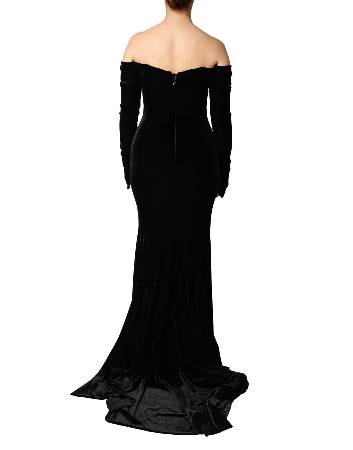 Dolce & Gabbana Black Off Shoulder Bodycon Long Gown Women's Dress