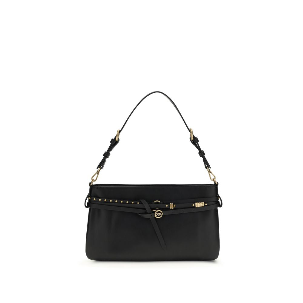 PINKO Black Calf Leather Bos Taurus Shoulder Women's Bag