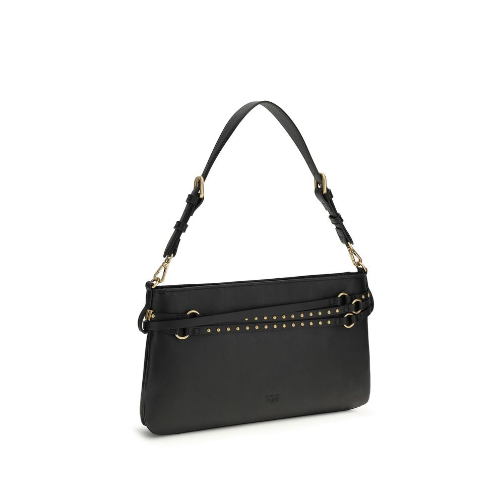 PINKO Black Calf Leather Bos Taurus Shoulder Women's Bag