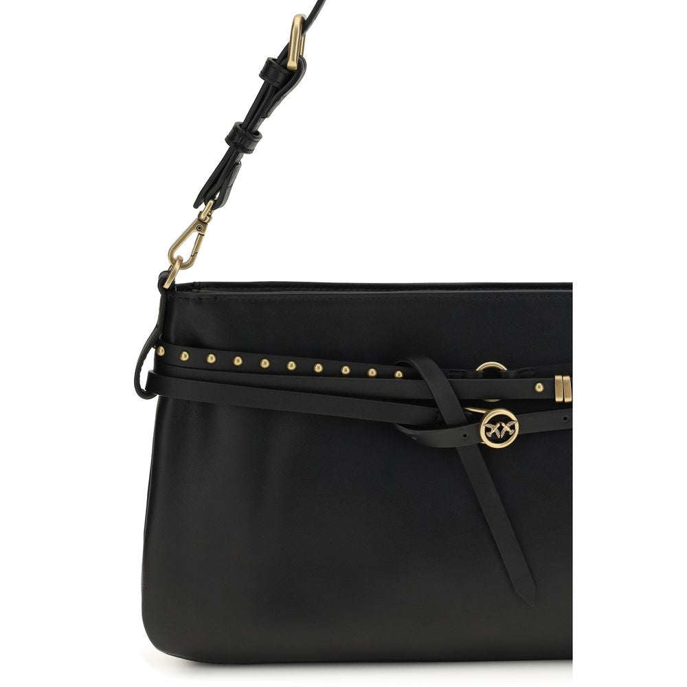 PINKO Black Calf Leather Bos Taurus Shoulder Women's Bag