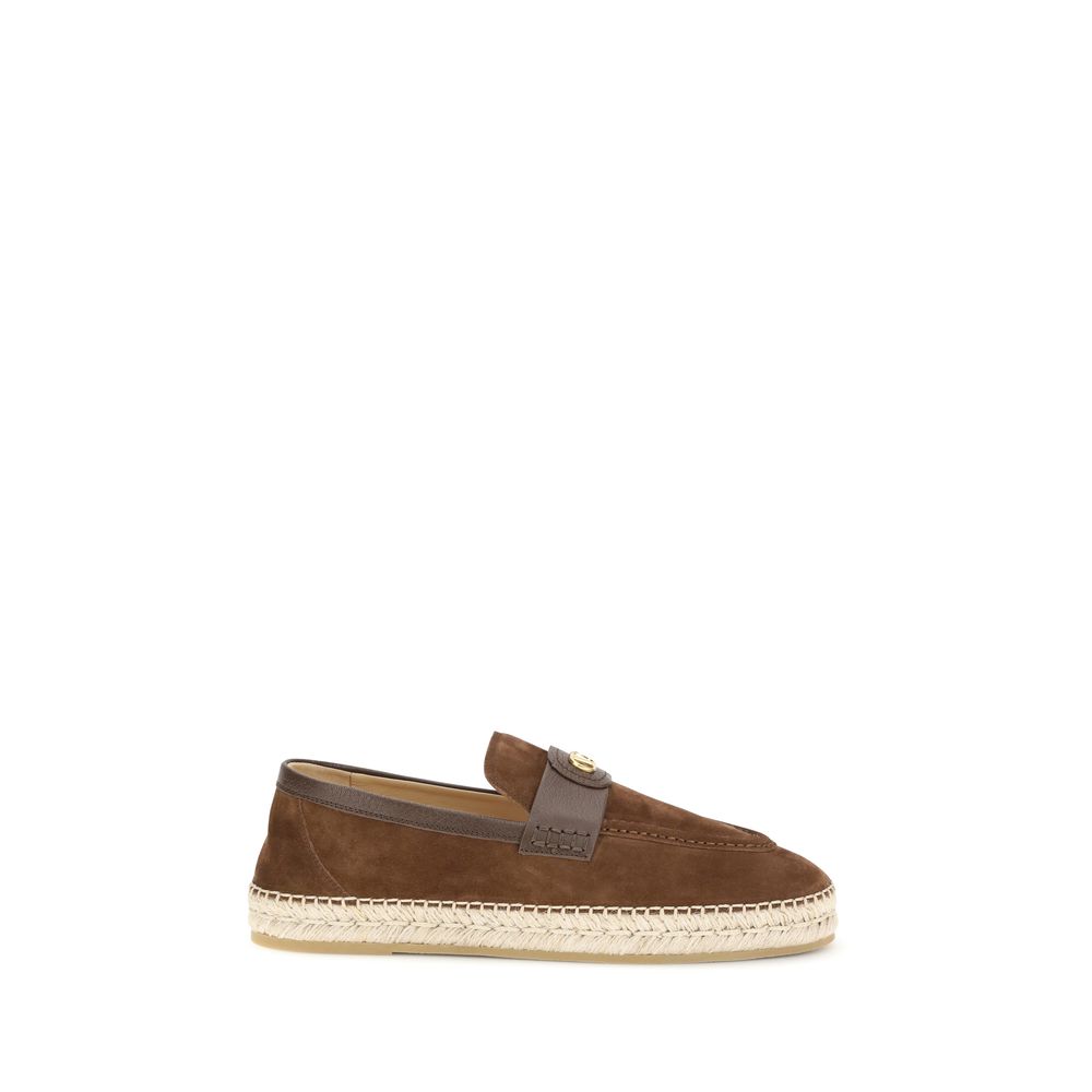 Valentino Garavani Brown Calf Leather Bos Taurus Men's Espadrilles