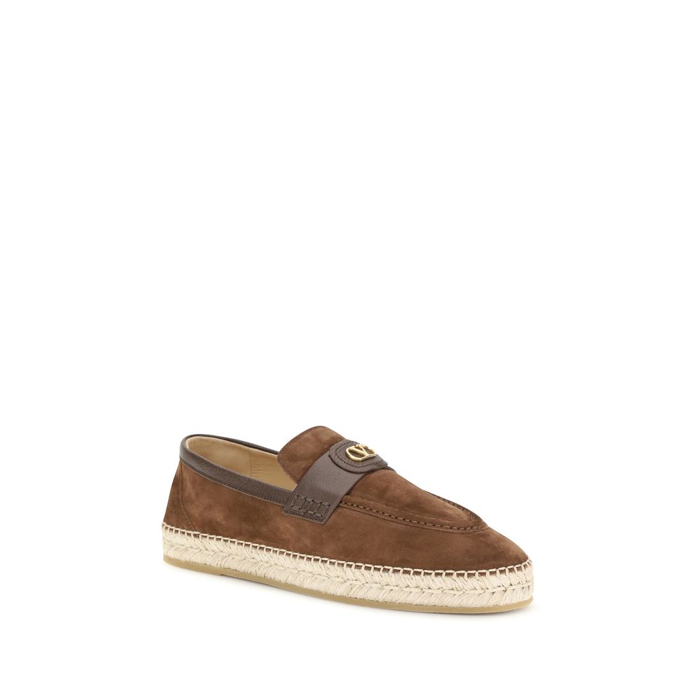 Valentino Garavani Brown Calf Leather Bos Taurus Men's Espadrilles