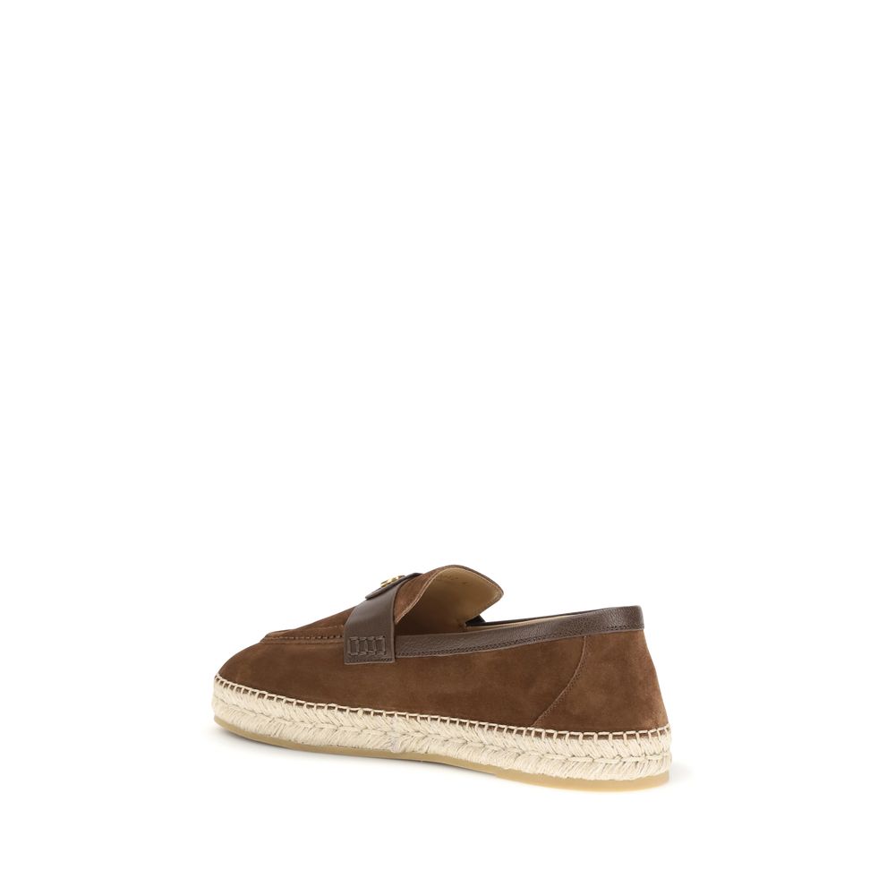 Valentino Garavani Brown Calf Leather Bos Taurus Men's Espadrilles