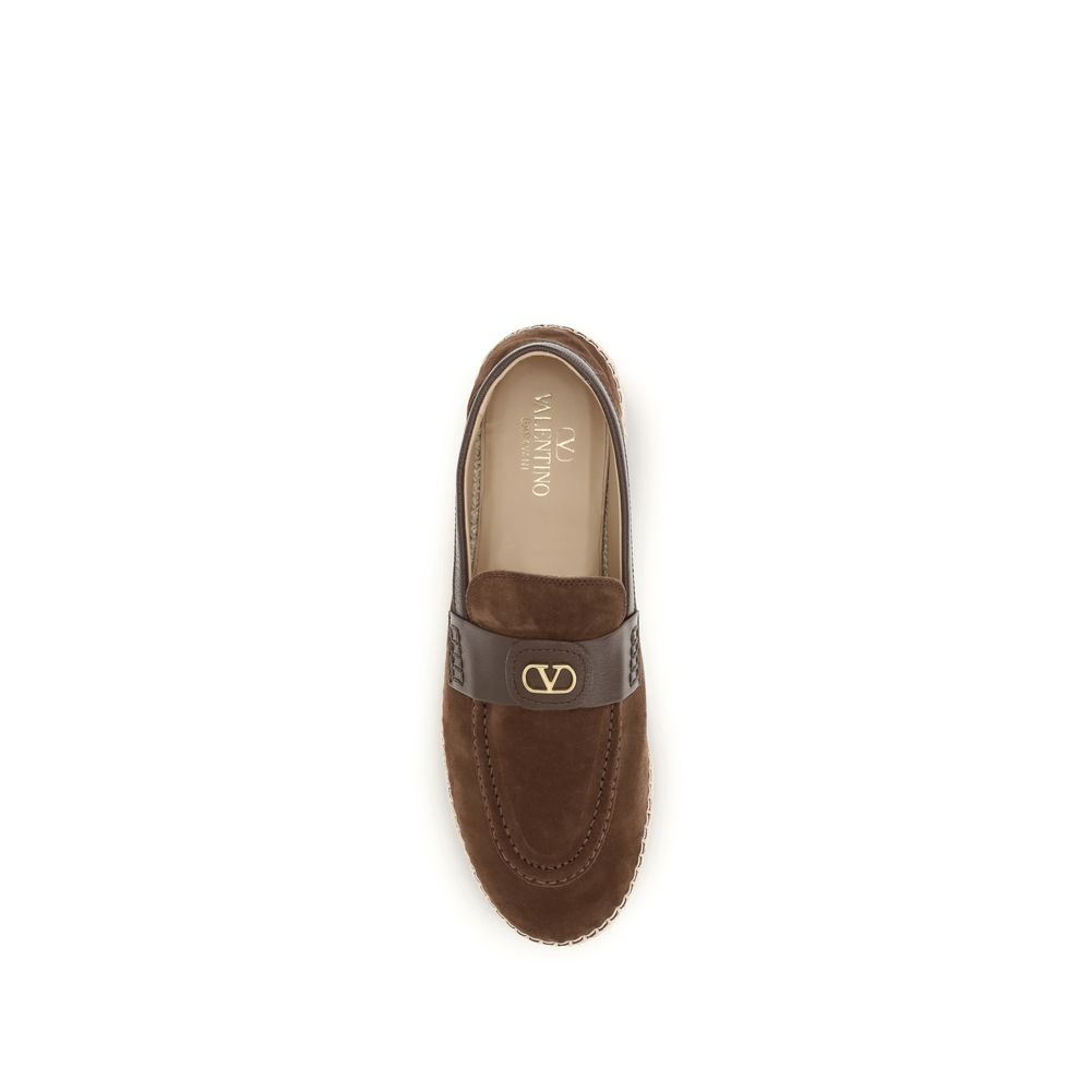 Valentino Garavani Brown Calf Leather Bos Taurus Men's Espadrilles