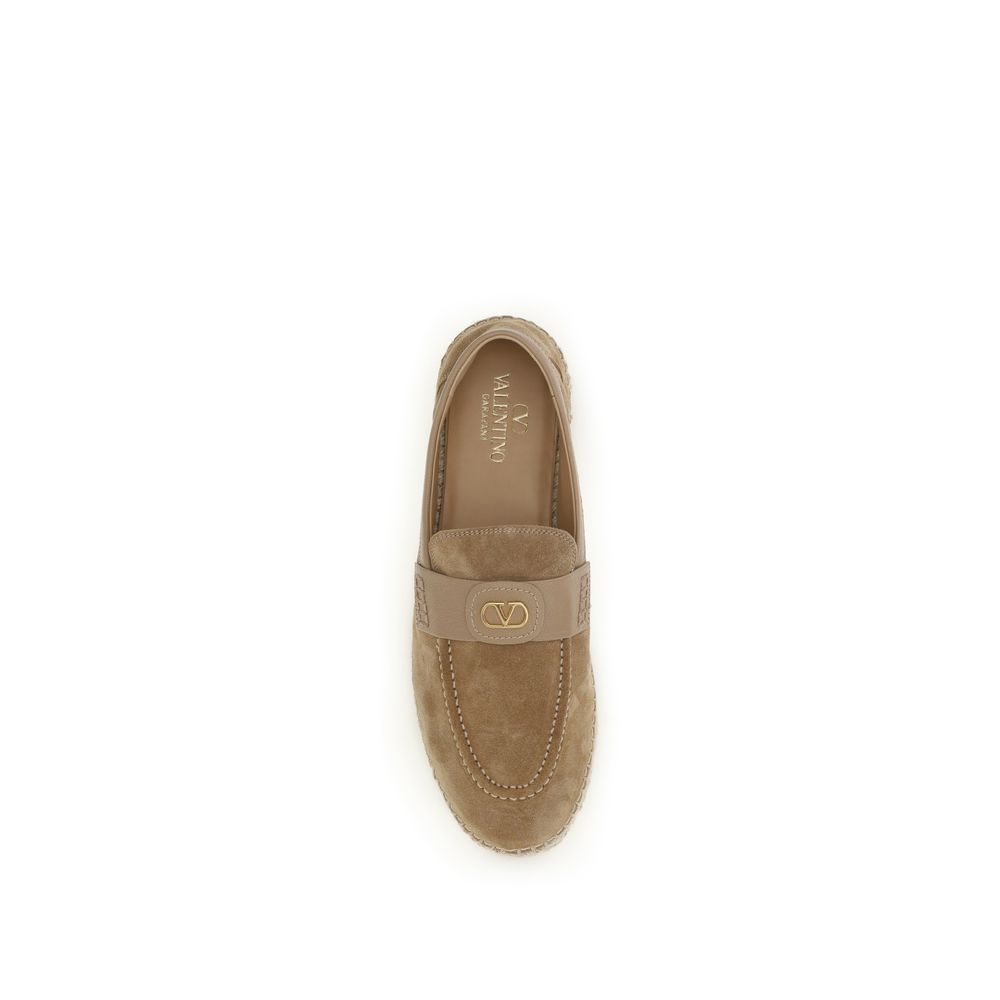 Valentino Garavani Beige Calf Leather Bos Taurus Men's Espadrilles