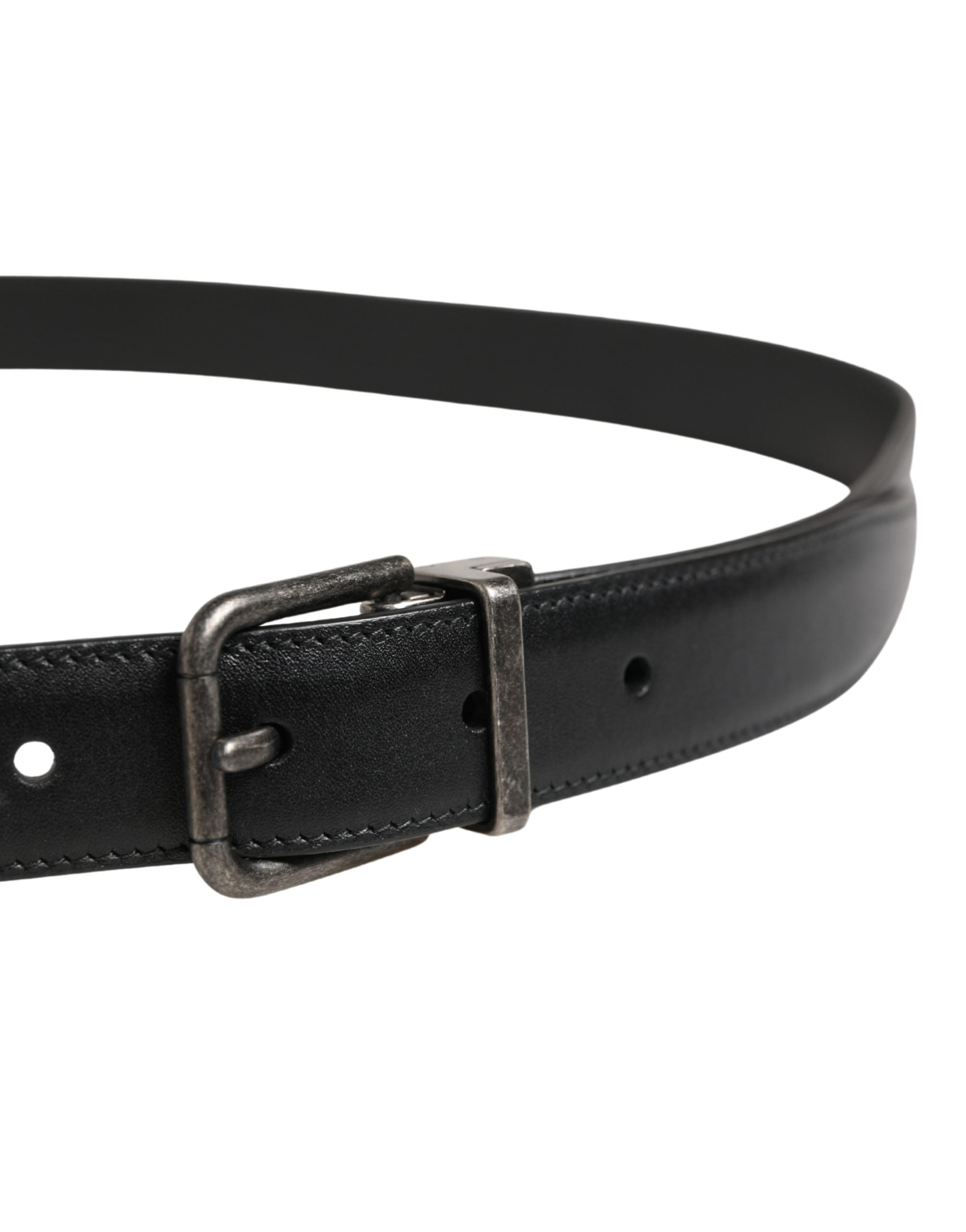 Dolce & Gabbana Men Black Classic Leather Metal Buckle Men's Belt