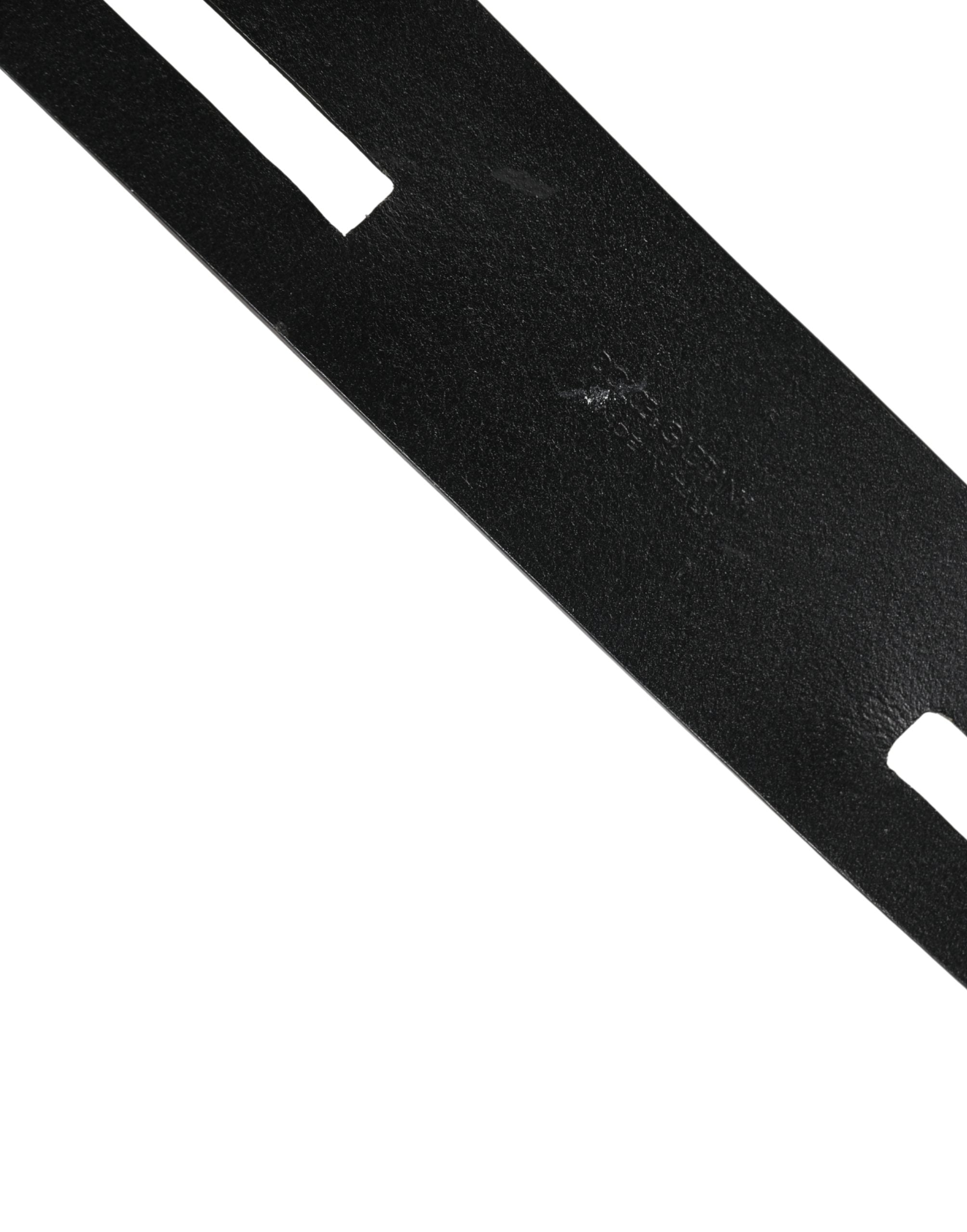 Dolce & Gabbana Black Double Strap Leather Silver Buckle Men's Belt (Pre-Owned)