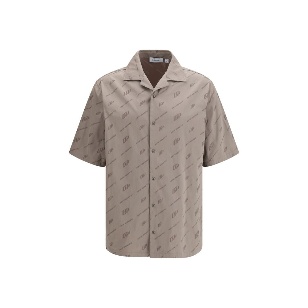 Off-White Beige Viscose Shortsleeve Men's Shirt