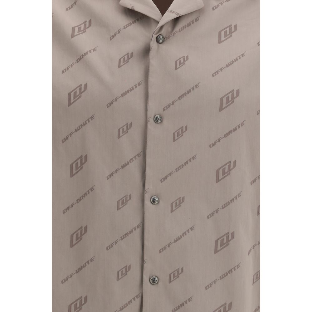 Off-White Beige Viscose Shortsleeve Men's Shirt