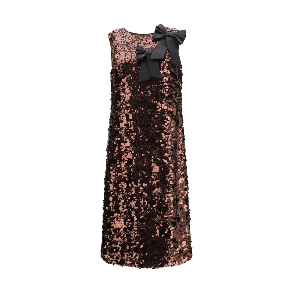 Ganni Brown Recycled Polyester Cocktail Women's Dress