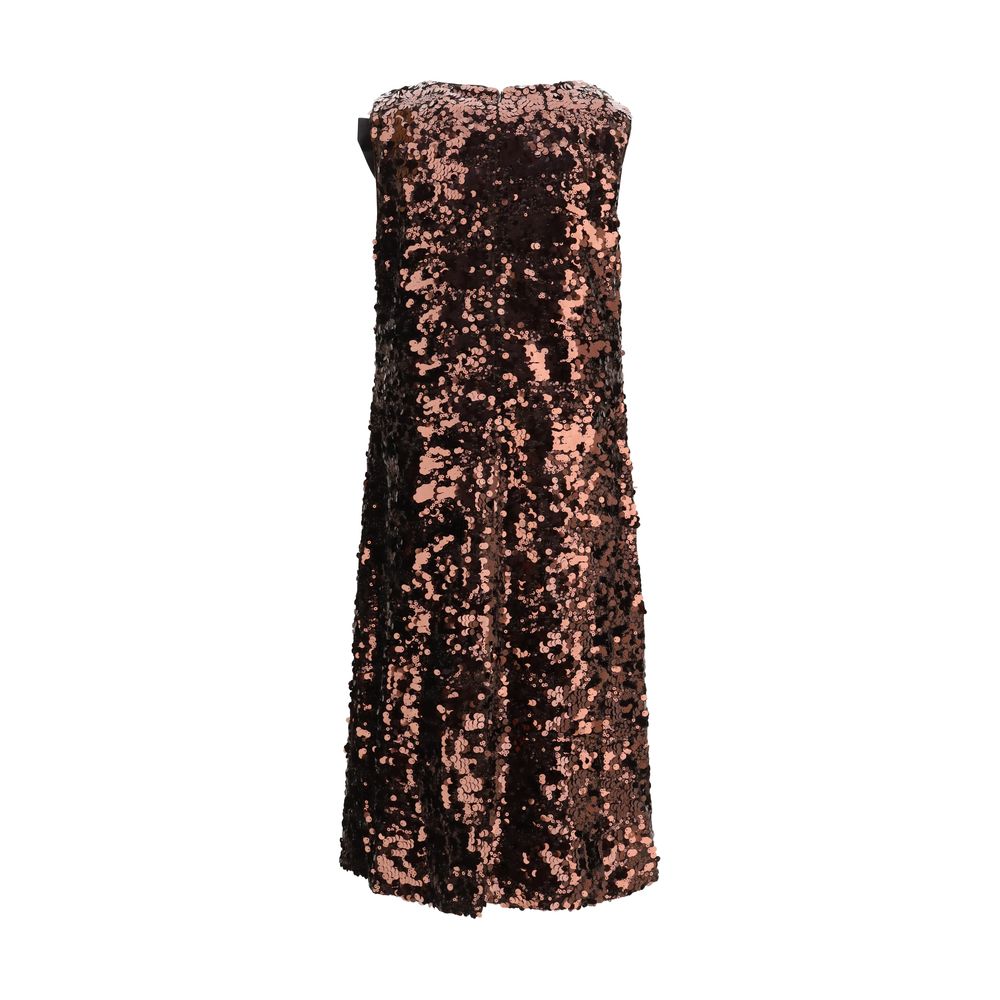 Ganni Brown Recycled Polyester Cocktail Women's Dress