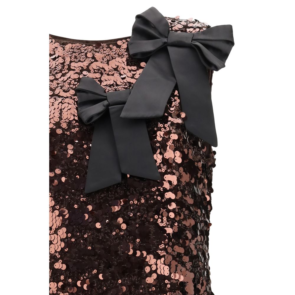 Ganni Brown Recycled Polyester Cocktail Women's Dress