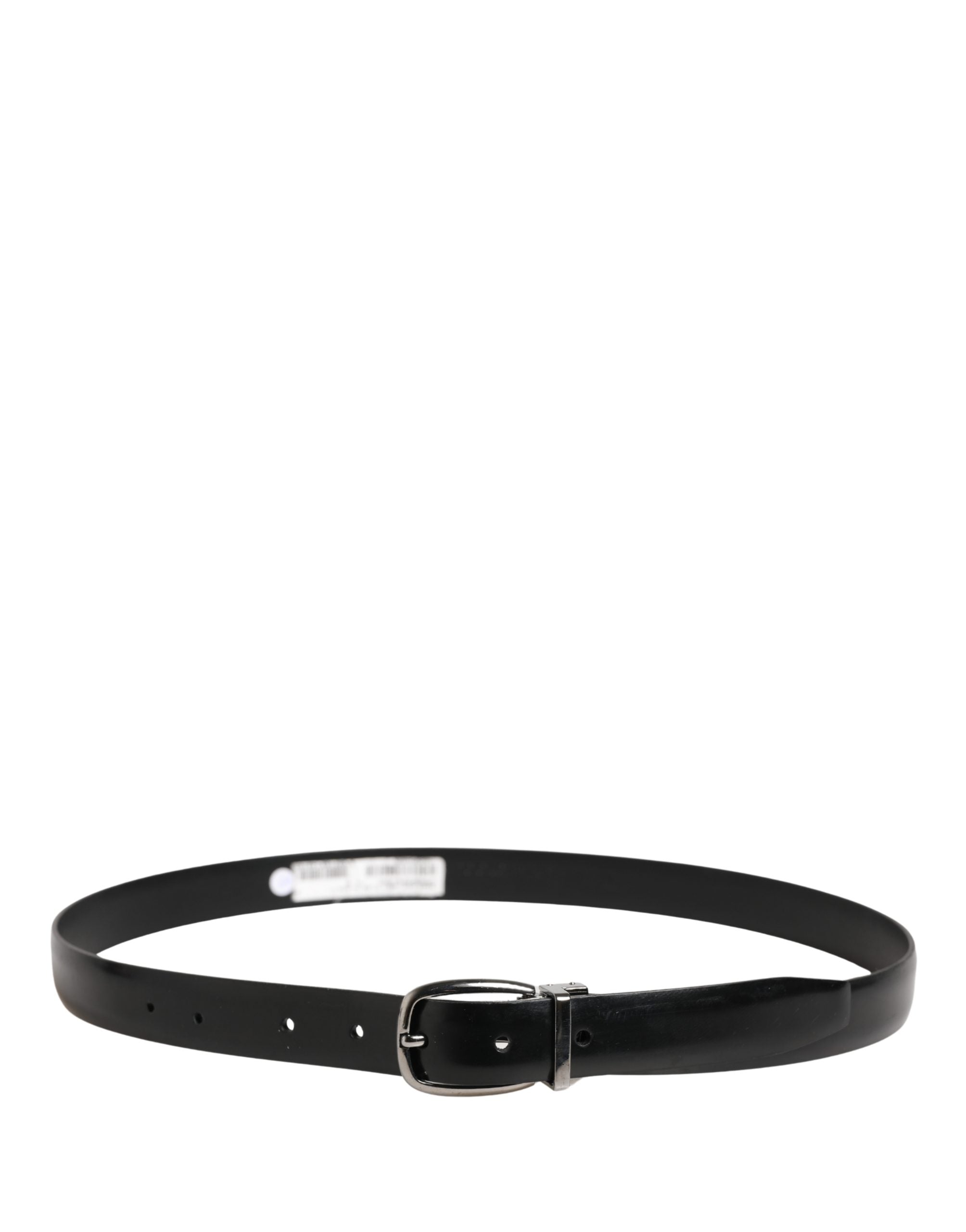 Dolce & Gabbana Men Black Classic Leather Metal Buckle Men's Belt (Pre-Owned)