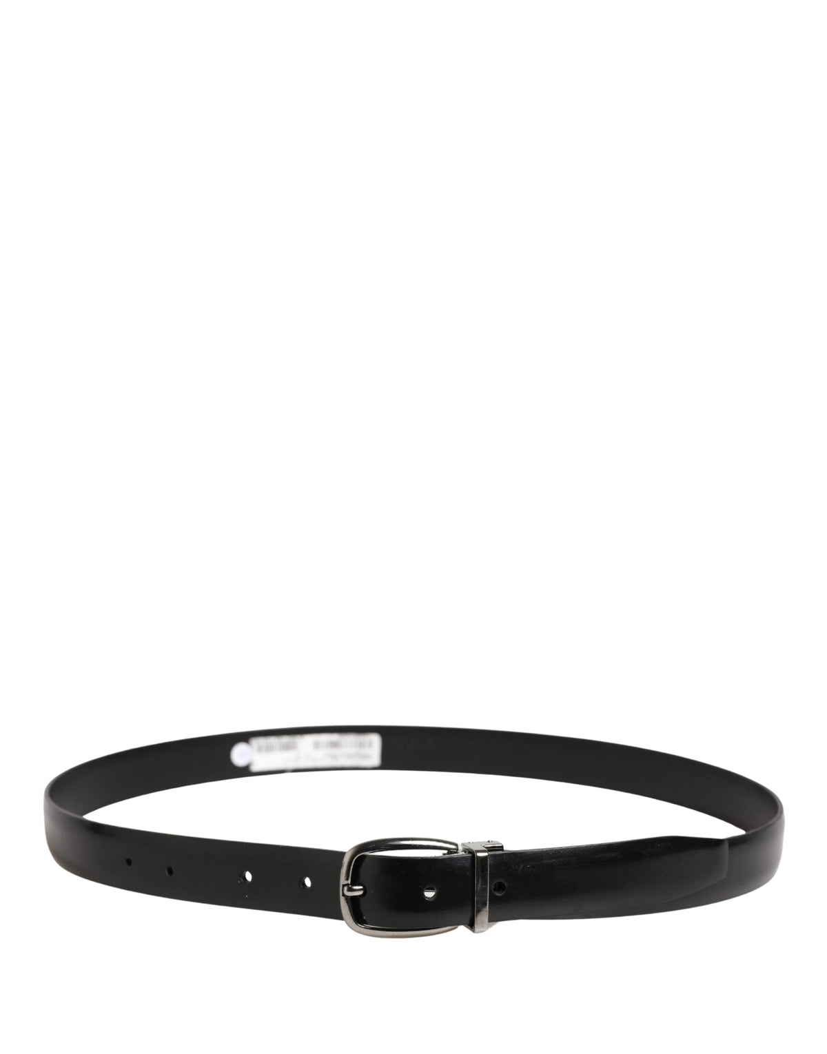 Dolce & Gabbana Men Black Classic Leather Metal Buckle Men's Belt (Pre-Owned)