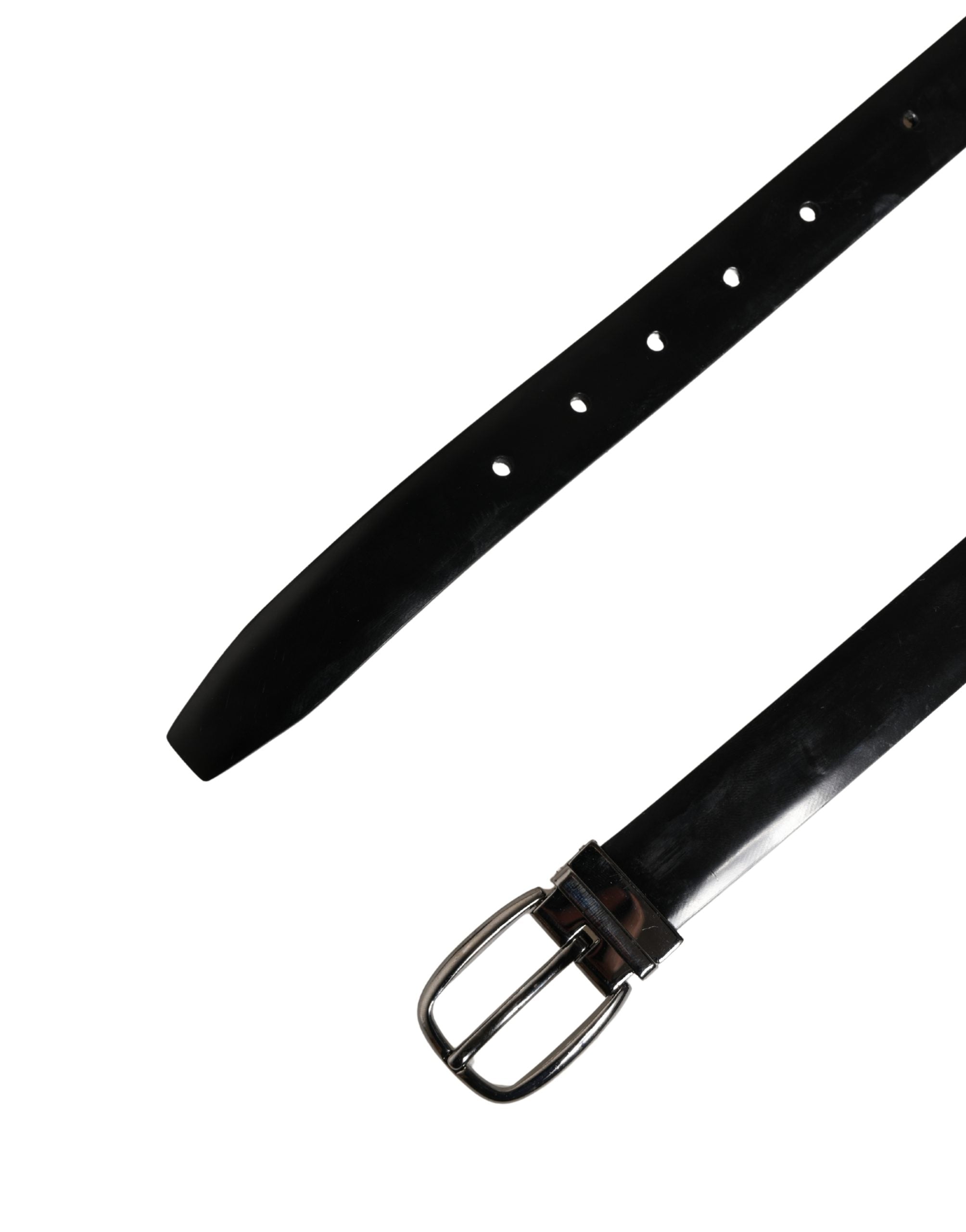 Dolce & Gabbana Men Black Classic Leather Metal Buckle Men's Belt (Pre-Owned)
