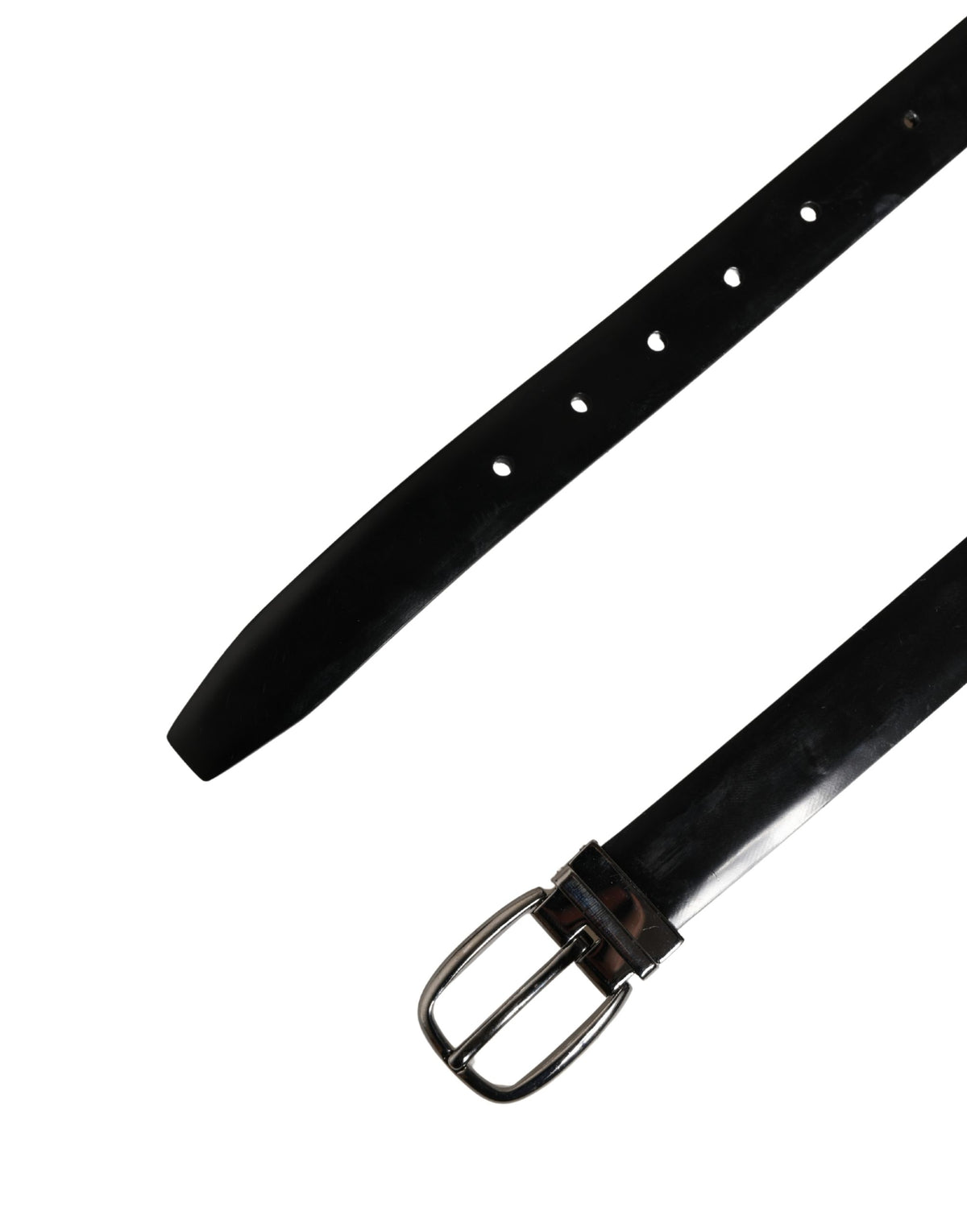 Dolce & Gabbana Men Black Classic Leather Metal Buckle Men's Belt (Pre-Owned)
