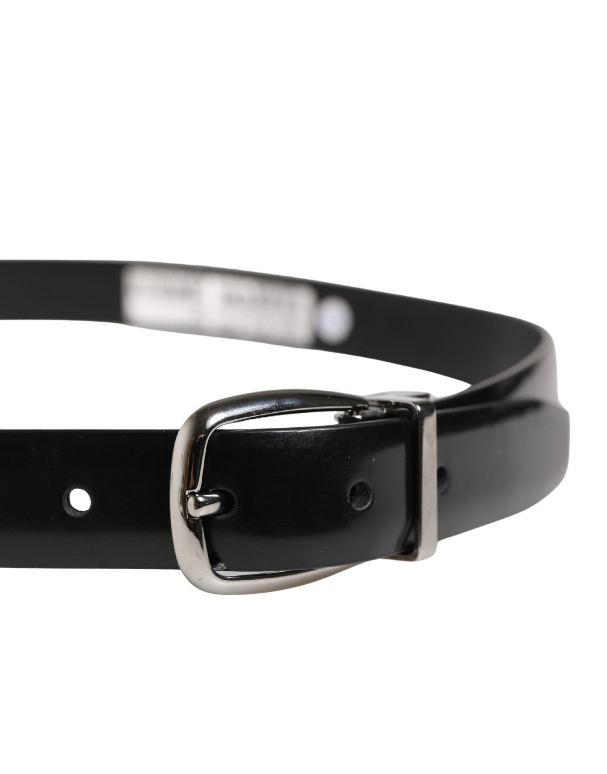 Dolce & Gabbana Men Black Classic Leather Metal Buckle Men's Belt (Pre-Owned)