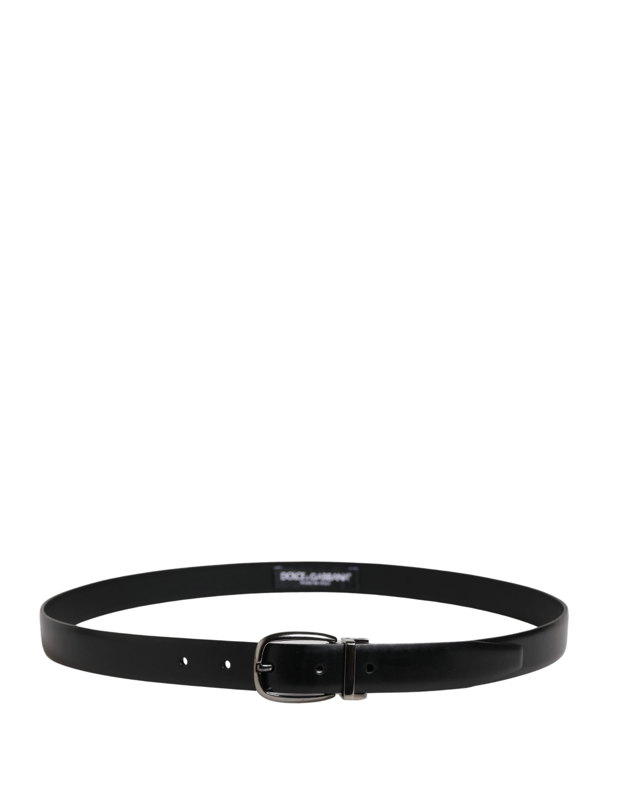 Dolce & Gabbana Men Black Classic Leather Metal Buckle Men's Belt (Pre-Owned)