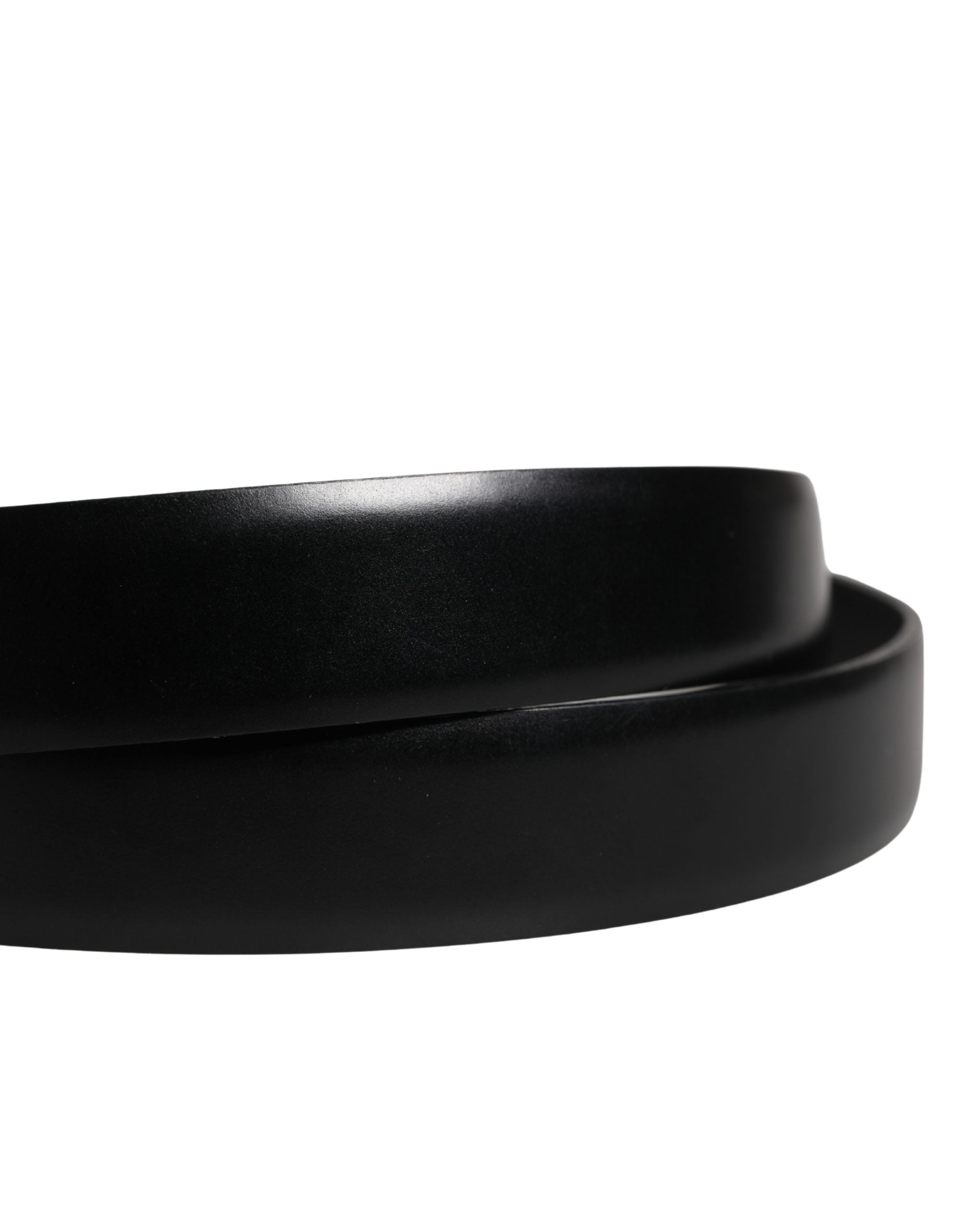 Dolce & Gabbana Men Black Classic Leather Metal Buckle Men's Belt (Pre-Owned)