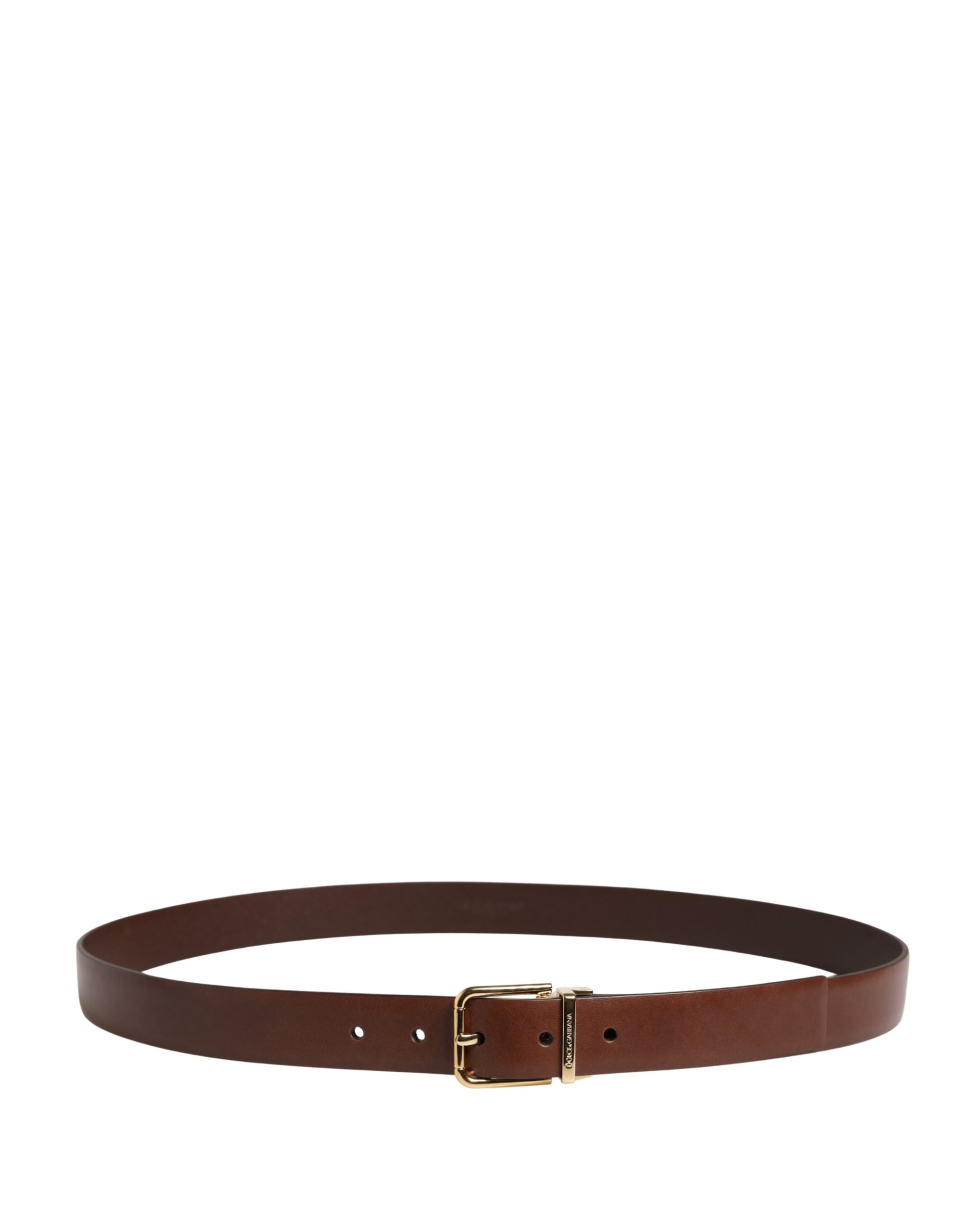 Dolce & Gabbana Men Brown Classic Leather Metal Buckle Men's Belt