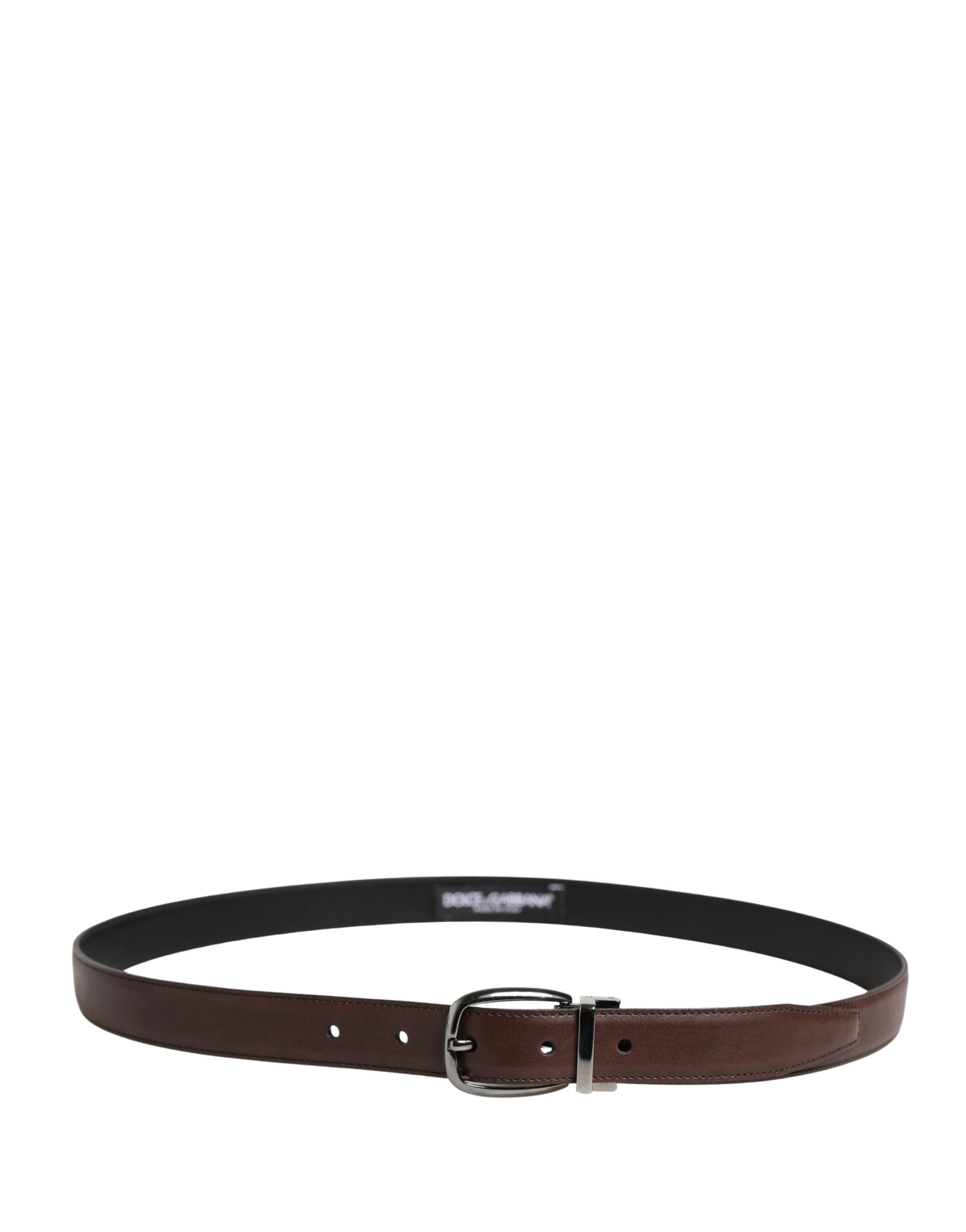 Dolce & Gabbana Men Brown Classic Leather Metal Buckle Men's Belt