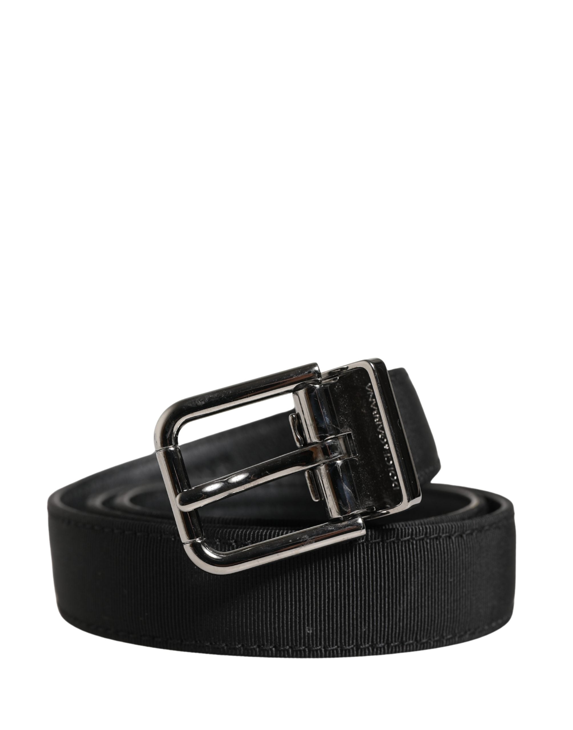 Dolce & Gabbana Men Black Viscose Leather Metal Buckle Men's Belt