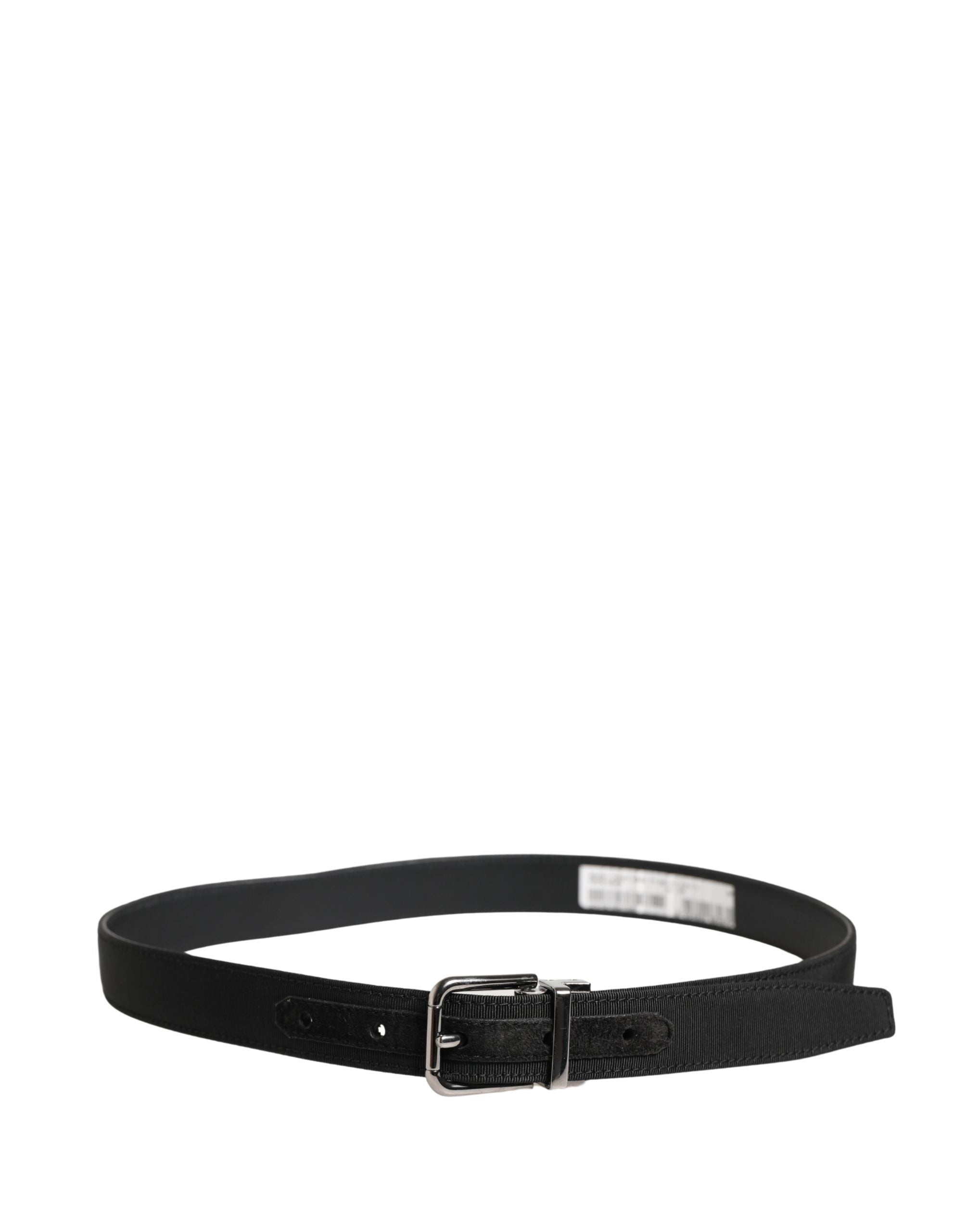 Dolce & Gabbana Men Black Viscose Leather Metal Buckle Men's Belt
