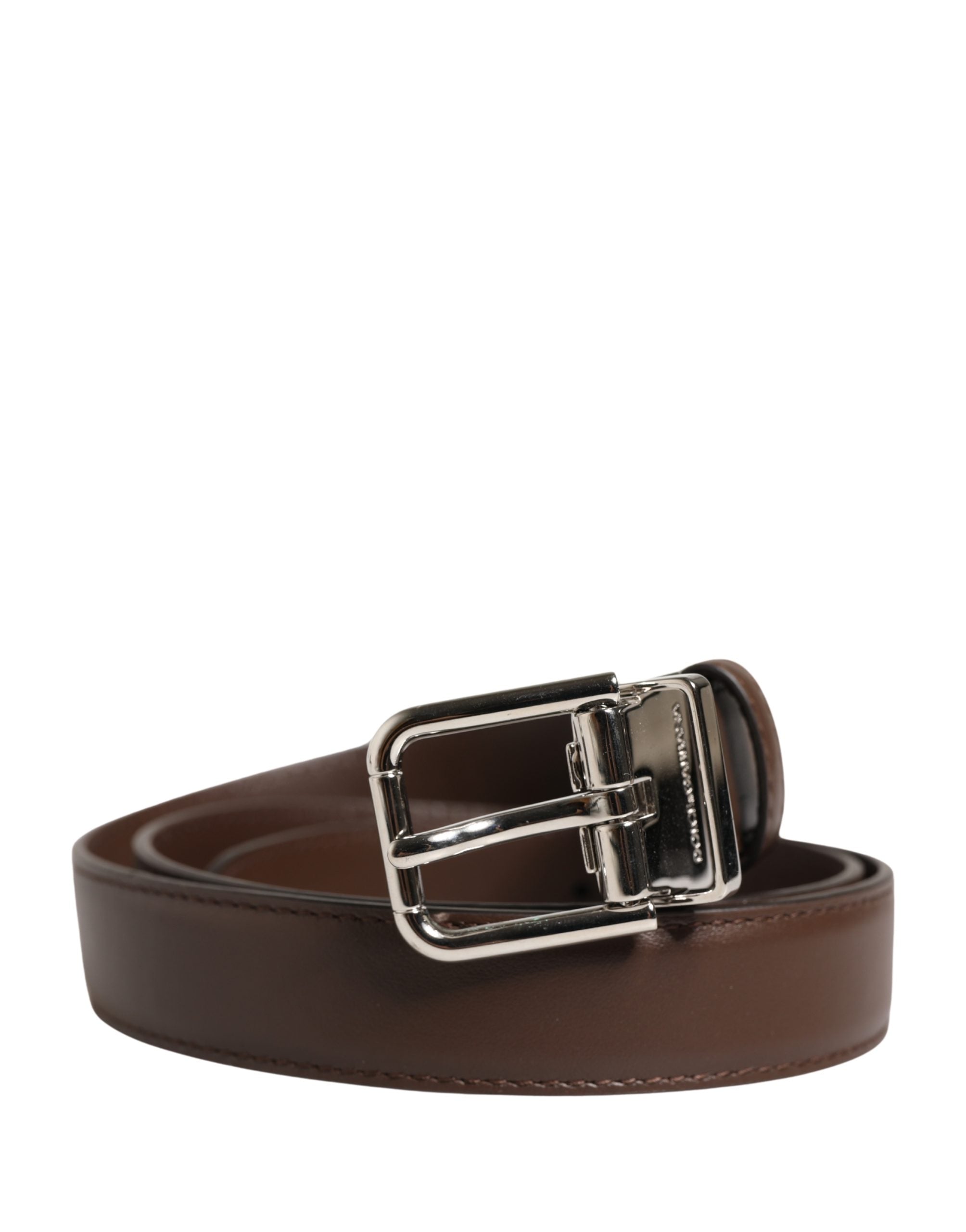 Dolce & Gabbana Men's Men Brown Classic Leather Metal Buckle Men's Belt (Pre-Owned)