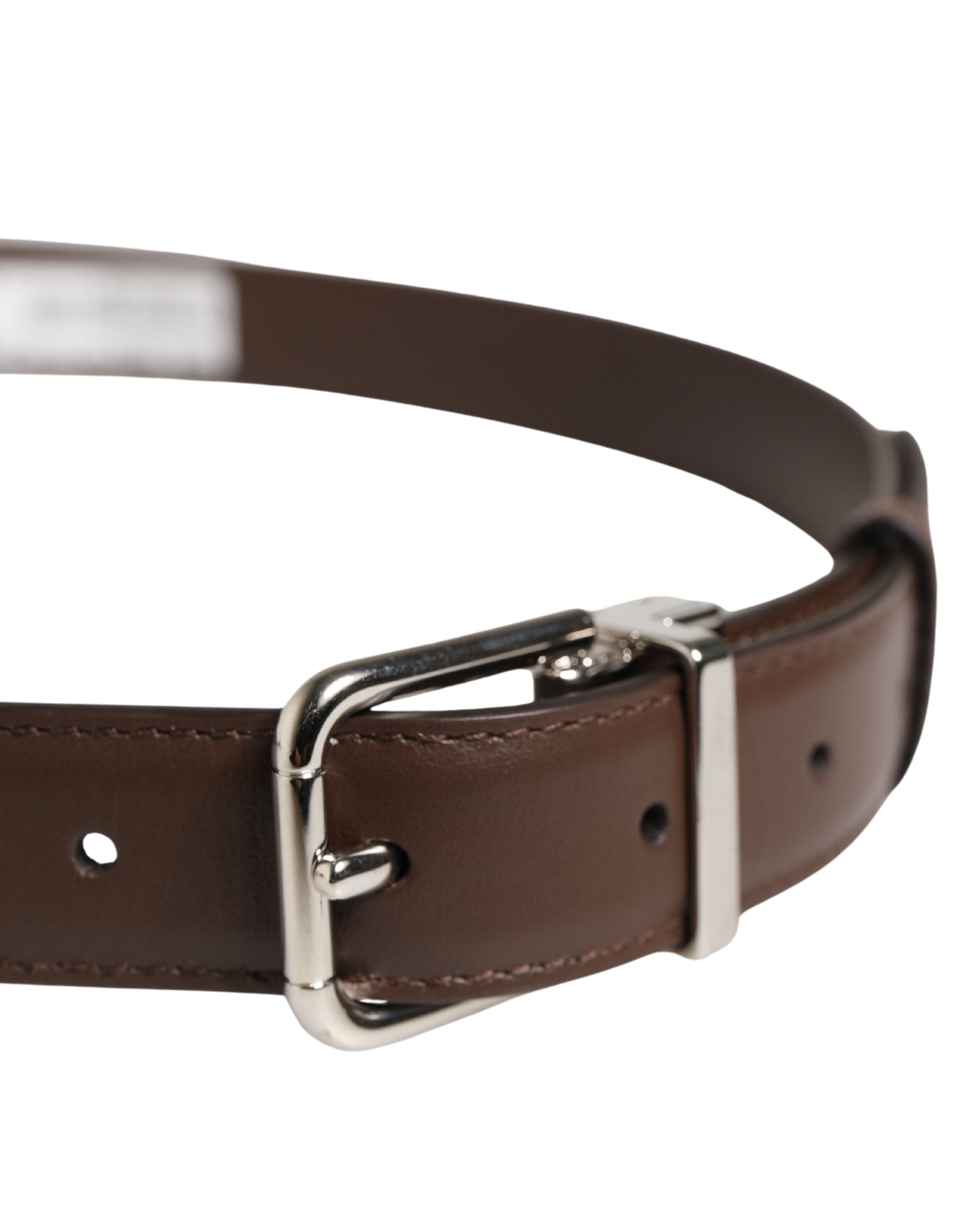 Dolce & Gabbana Men's Men Brown Classic Leather Metal Buckle Men's Belt (Pre-Owned)