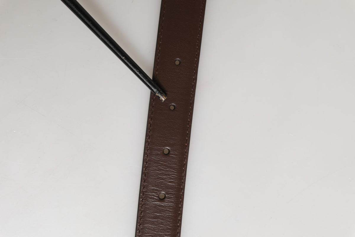 Dolce & Gabbana Men's Men Brown Classic Leather Metal Buckle Men's Belt (Pre-Owned)