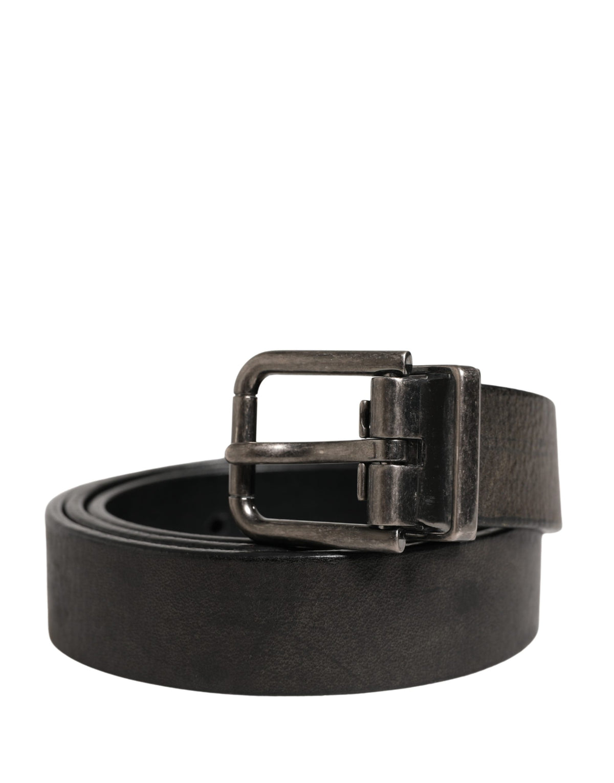 Dolce & Gabbana Men Black Classic Leather Metal Buckle Men's Belt (Pre-Owned)