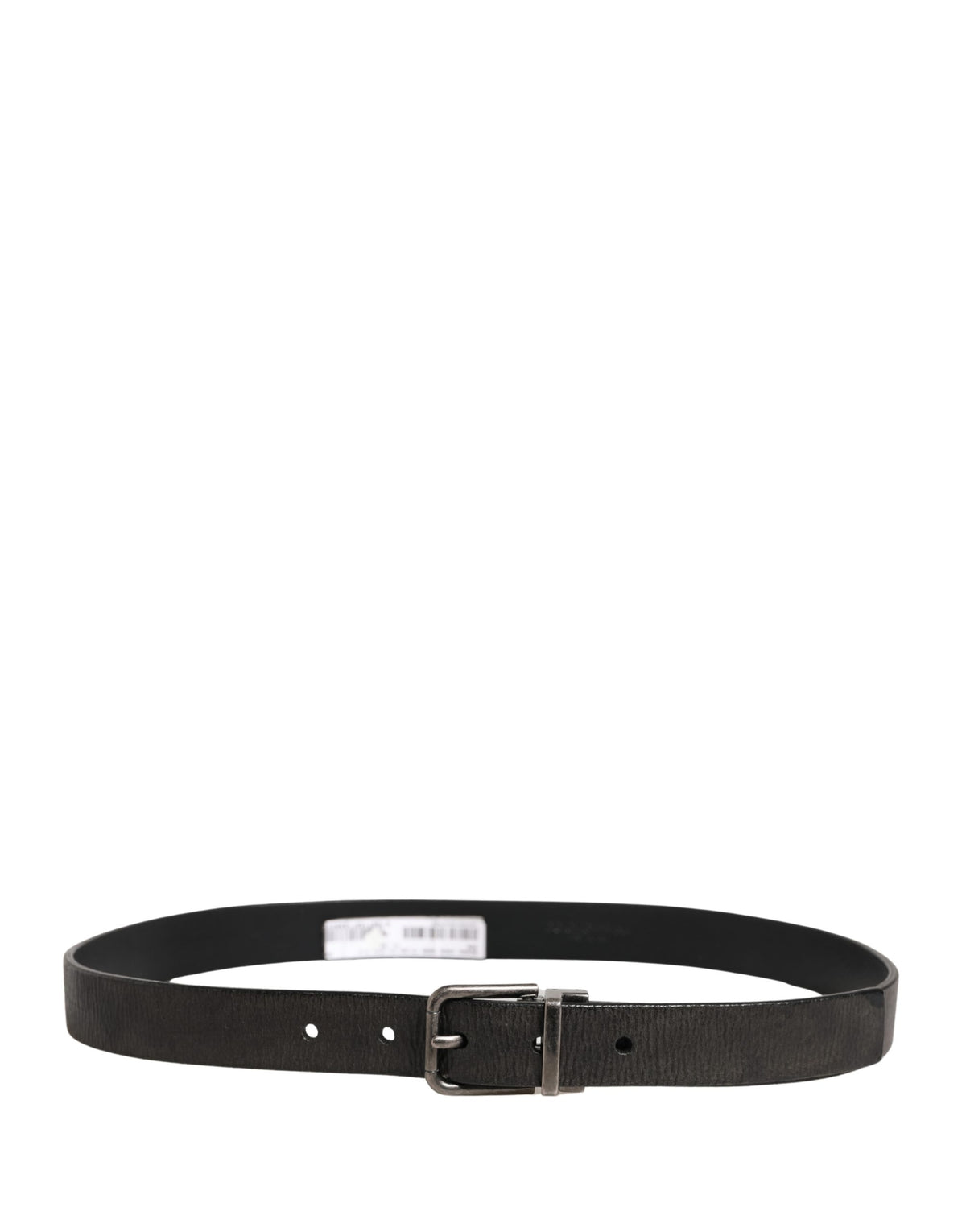 Dolce & Gabbana Men Black Classic Leather Metal Buckle Men's Belt (Pre-Owned)