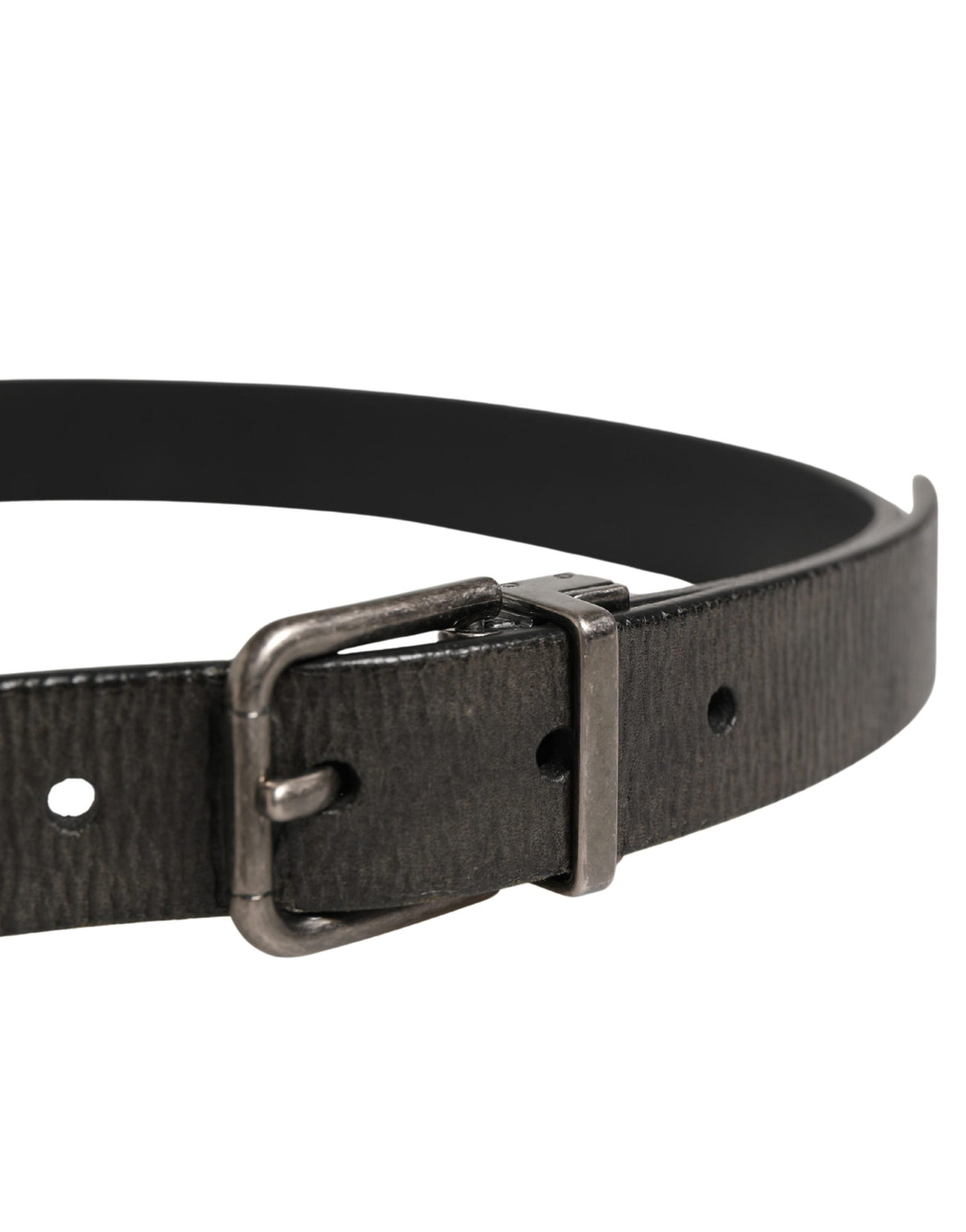 Dolce & Gabbana Men Black Classic Leather Metal Buckle Men's Belt (Pre-Owned)