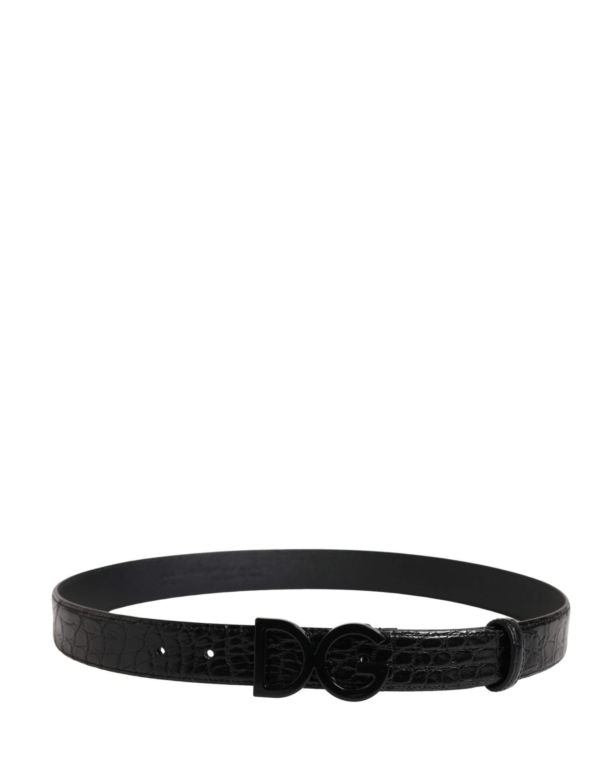 Dolce & Gabbana Men Black Exotic Leather Logo Buckle Men's Belt