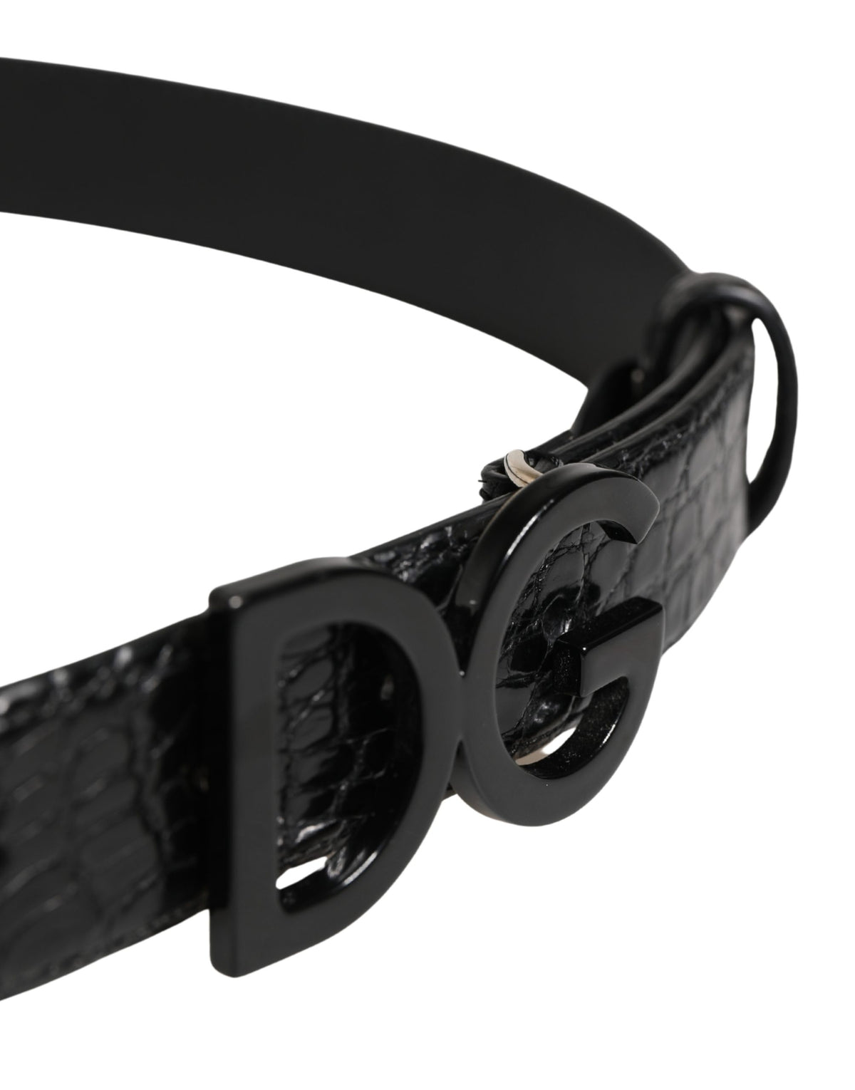 Dolce & Gabbana Men Black Exotic Leather Logo Buckle Men's Belt