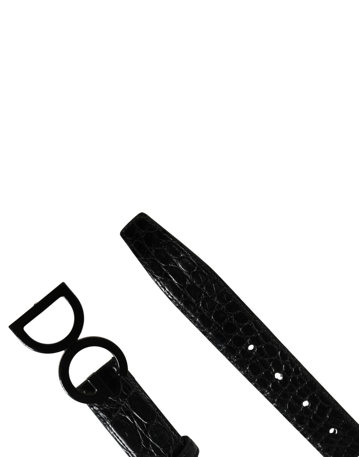 Dolce & Gabbana Men Black Exotic Leather Logo Buckle Men's Belt