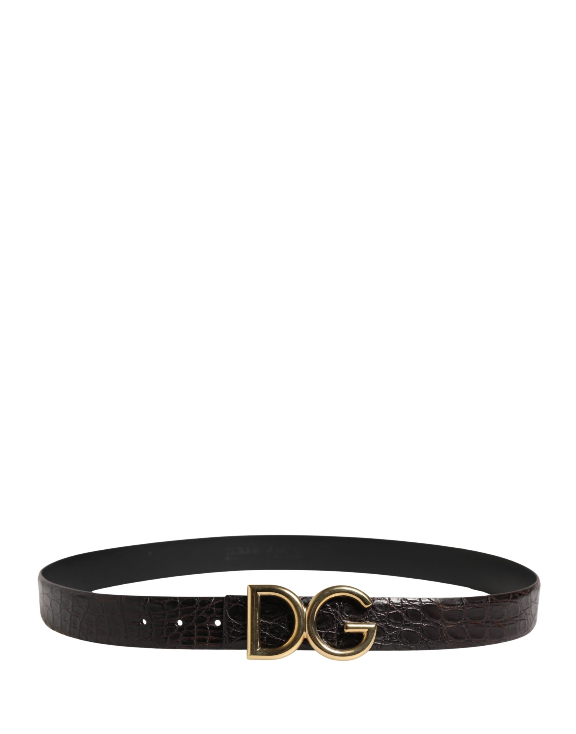 Dolce & Gabbana Men Black Exotic Leather Logo Buckle Men's Belt