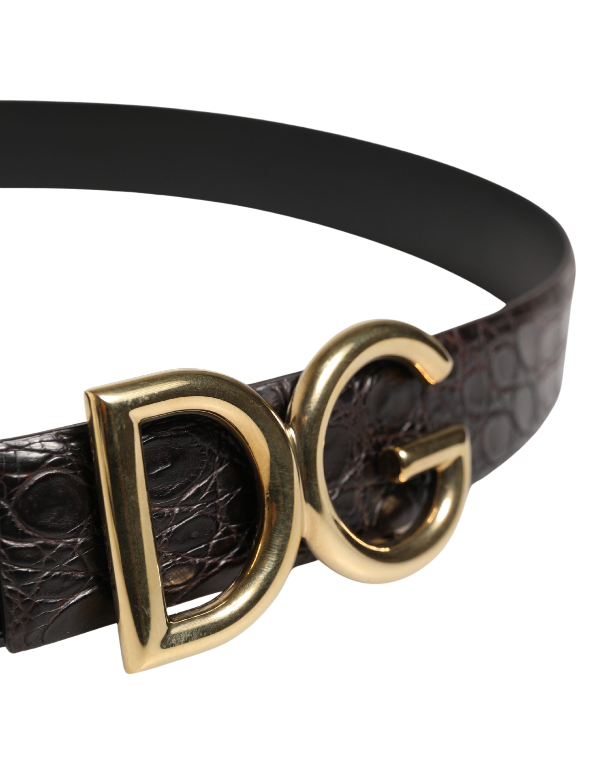 Dolce & Gabbana Men Black Exotic Leather Logo Buckle Men's Belt