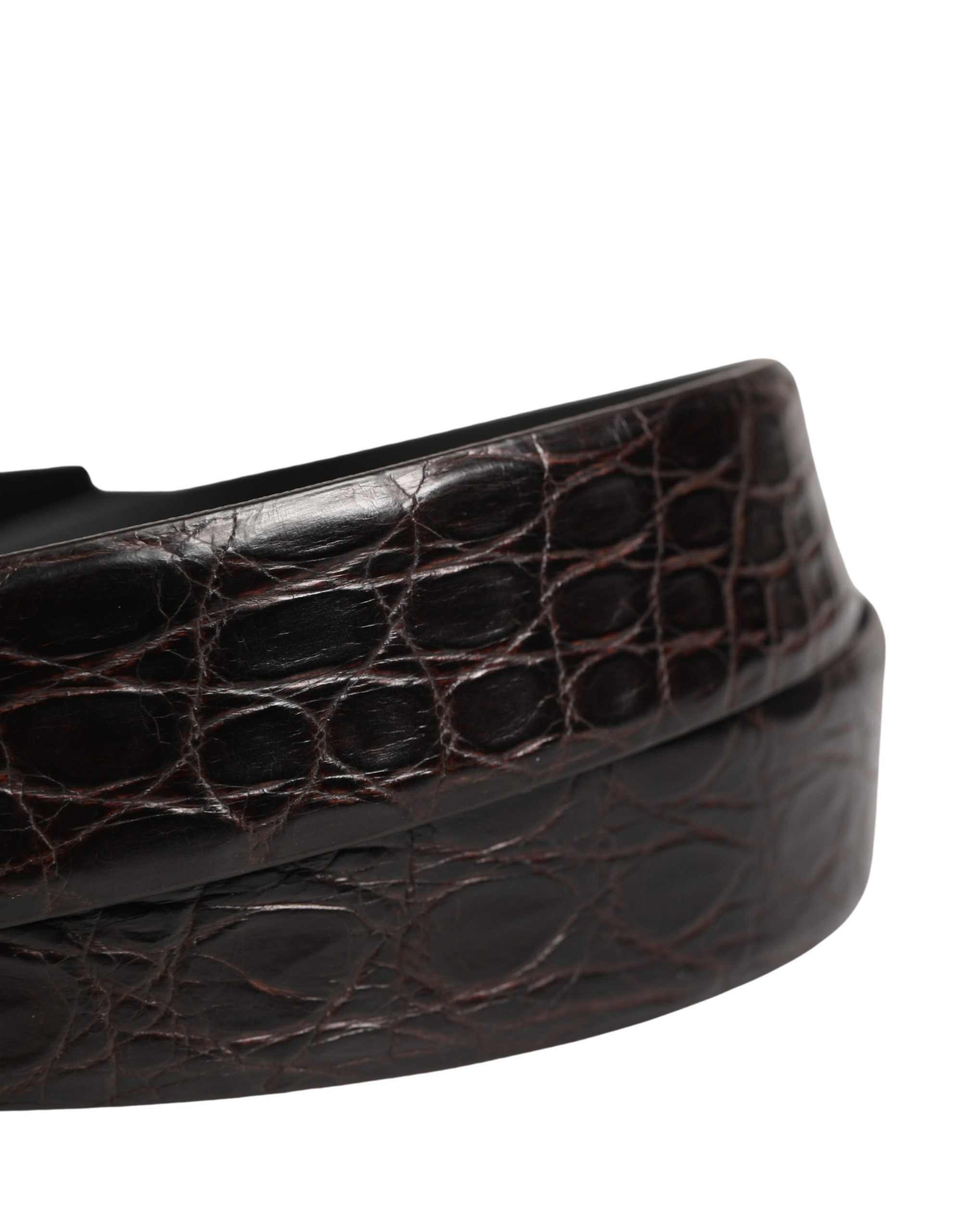 Dolce & Gabbana Men Black Exotic Leather Logo Buckle Men's Belt